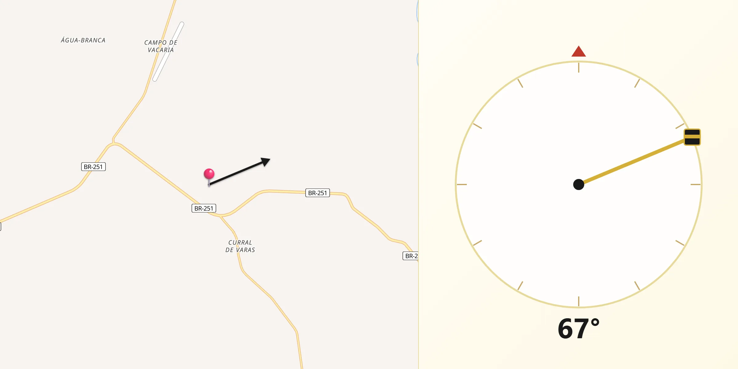 Direção da Qibla a partir de Padre Carvalho