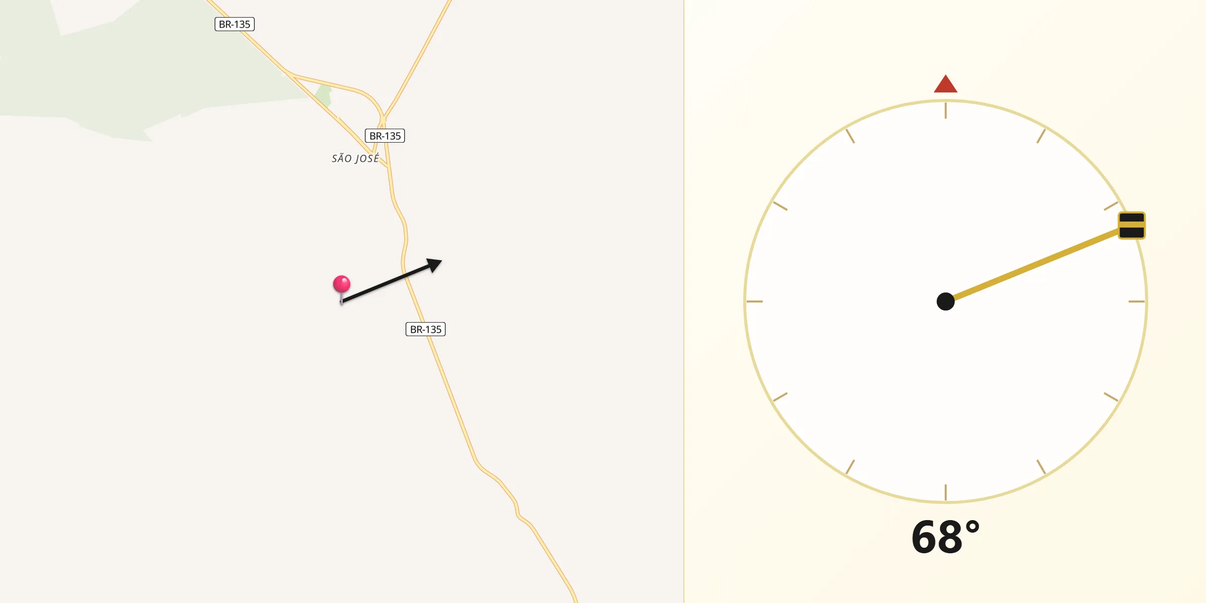 Direção da Qibla a partir de Mirabela