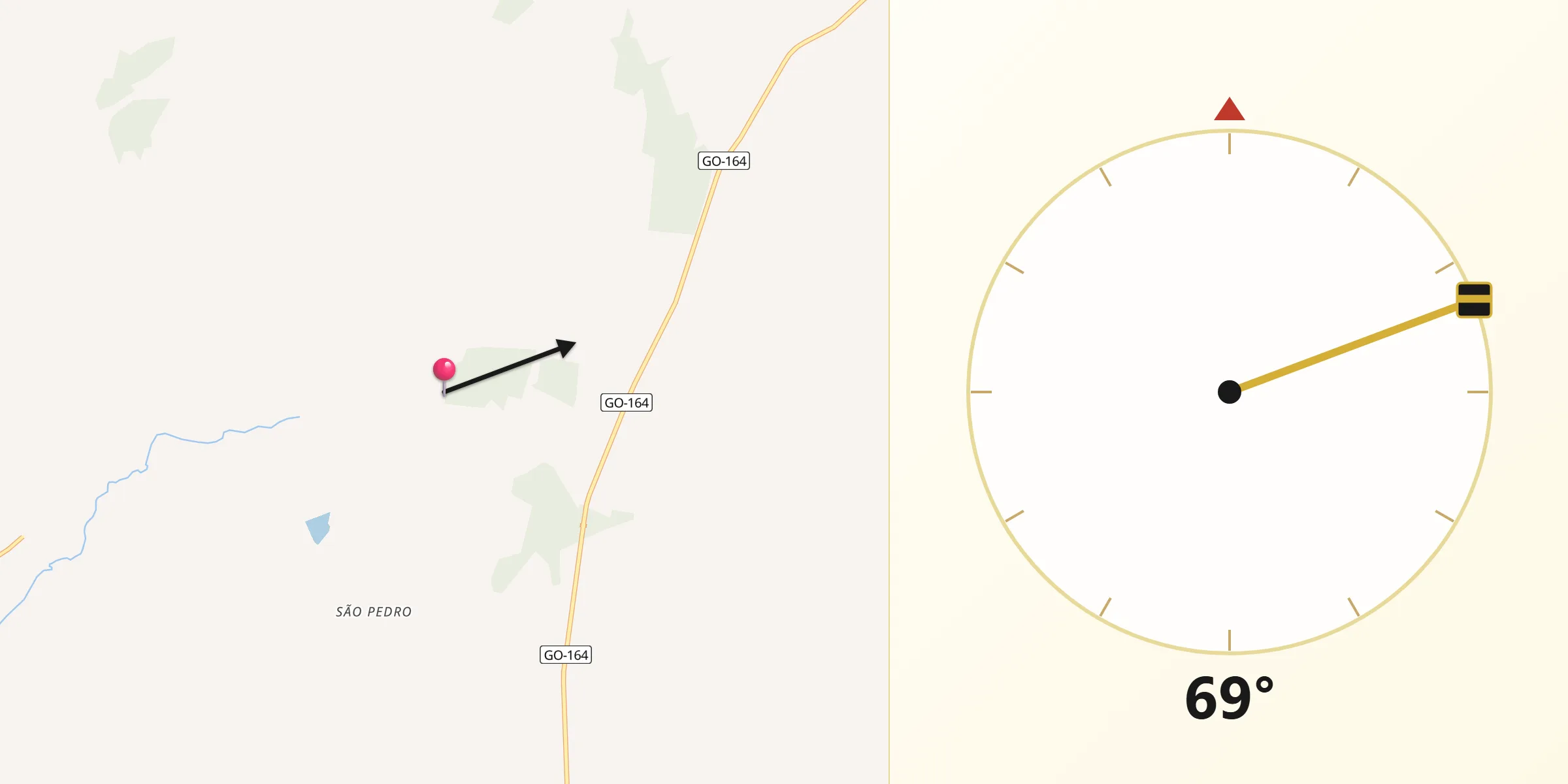 Direção da Qibla a partir de Sanclerlândia