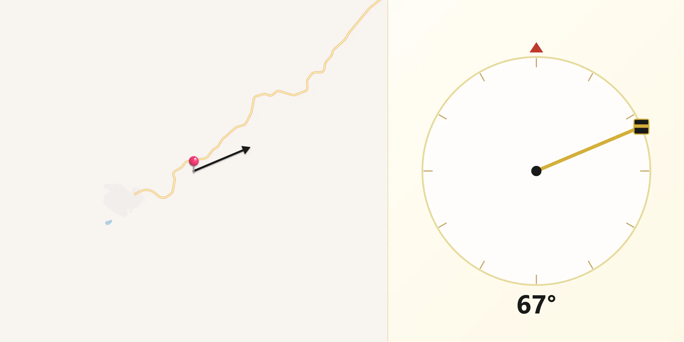 Direção da Qibla a partir de Comercinho