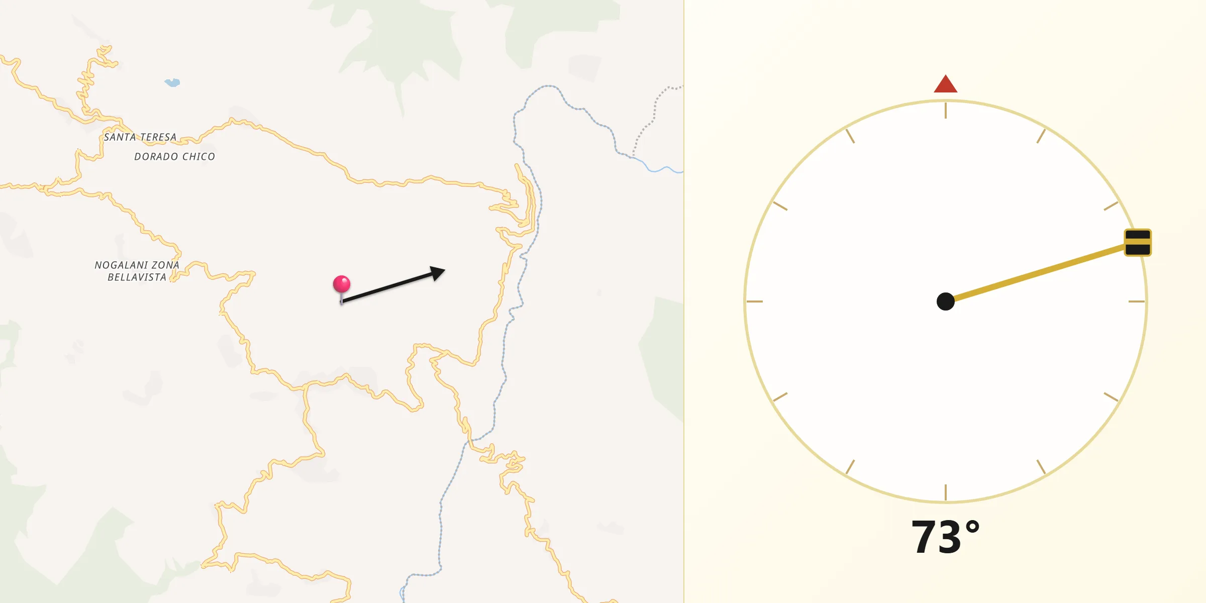 Dirección de la Qibla desde Coripata