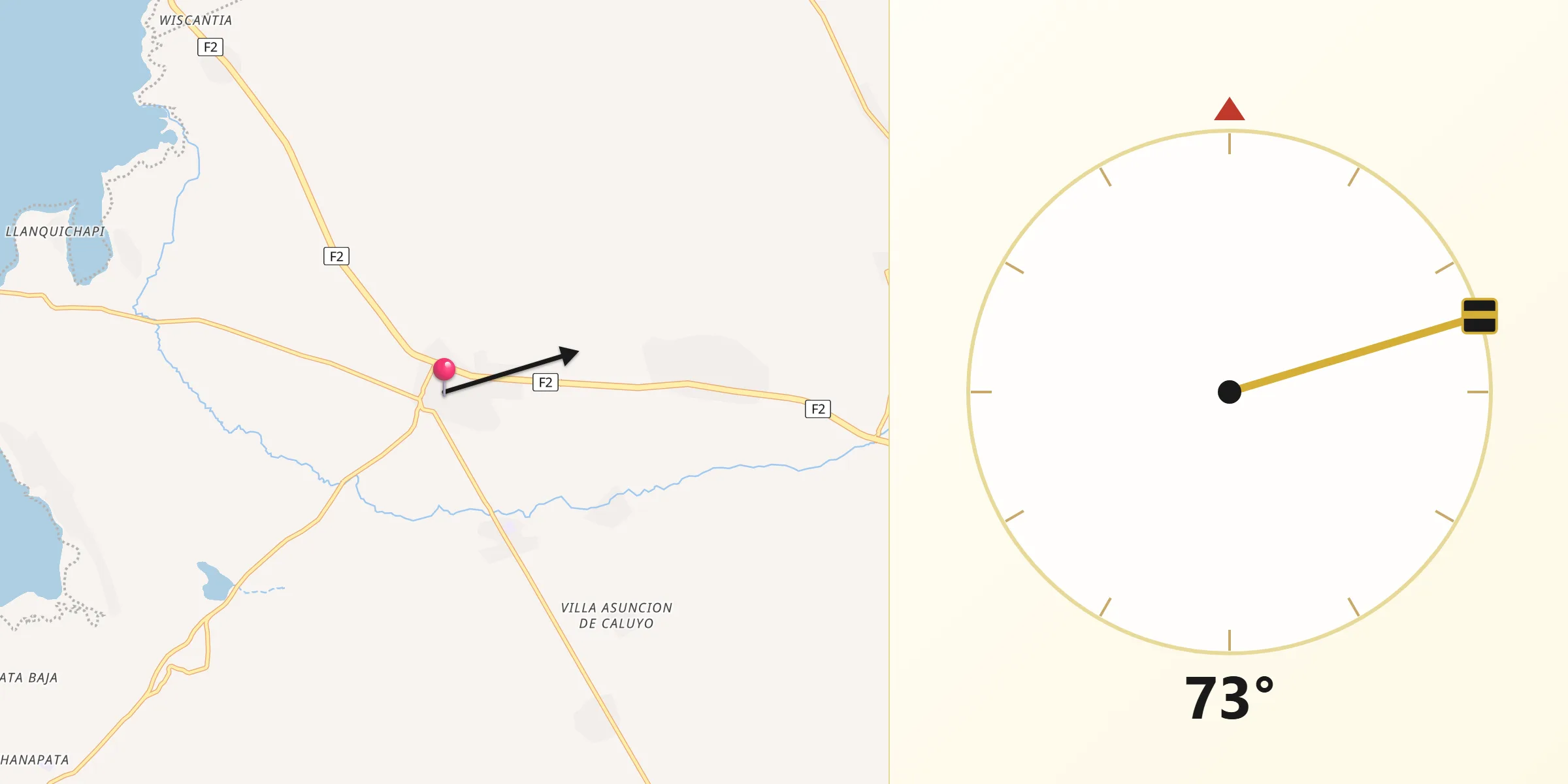 Dirección de la Qibla desde Batallas