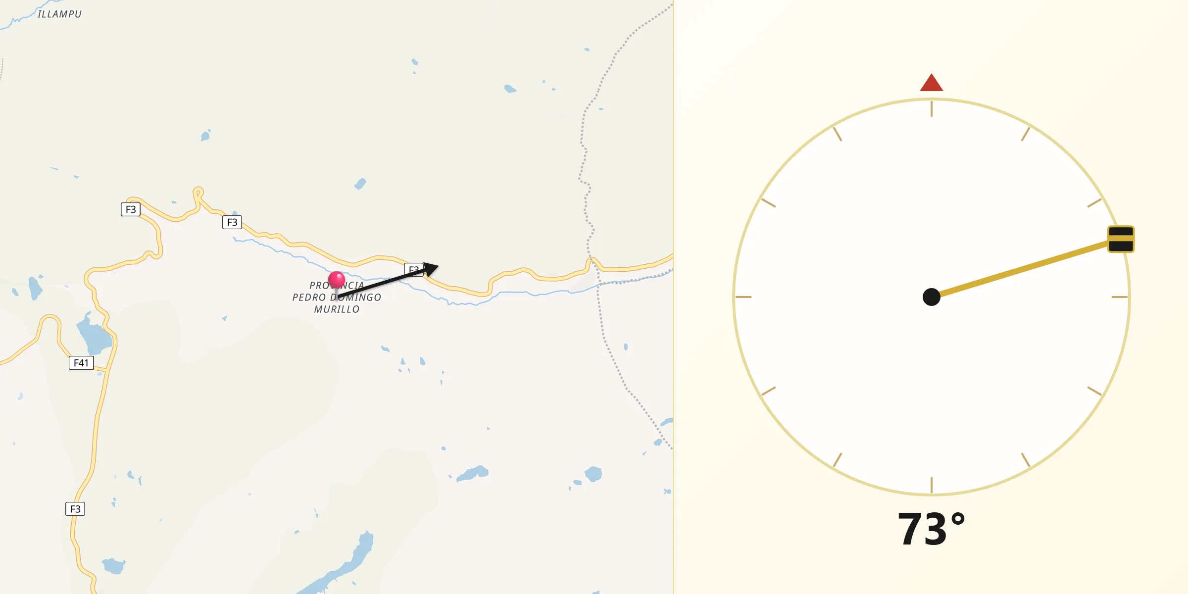 Dirección de la Qibla desde Provincia Murillo