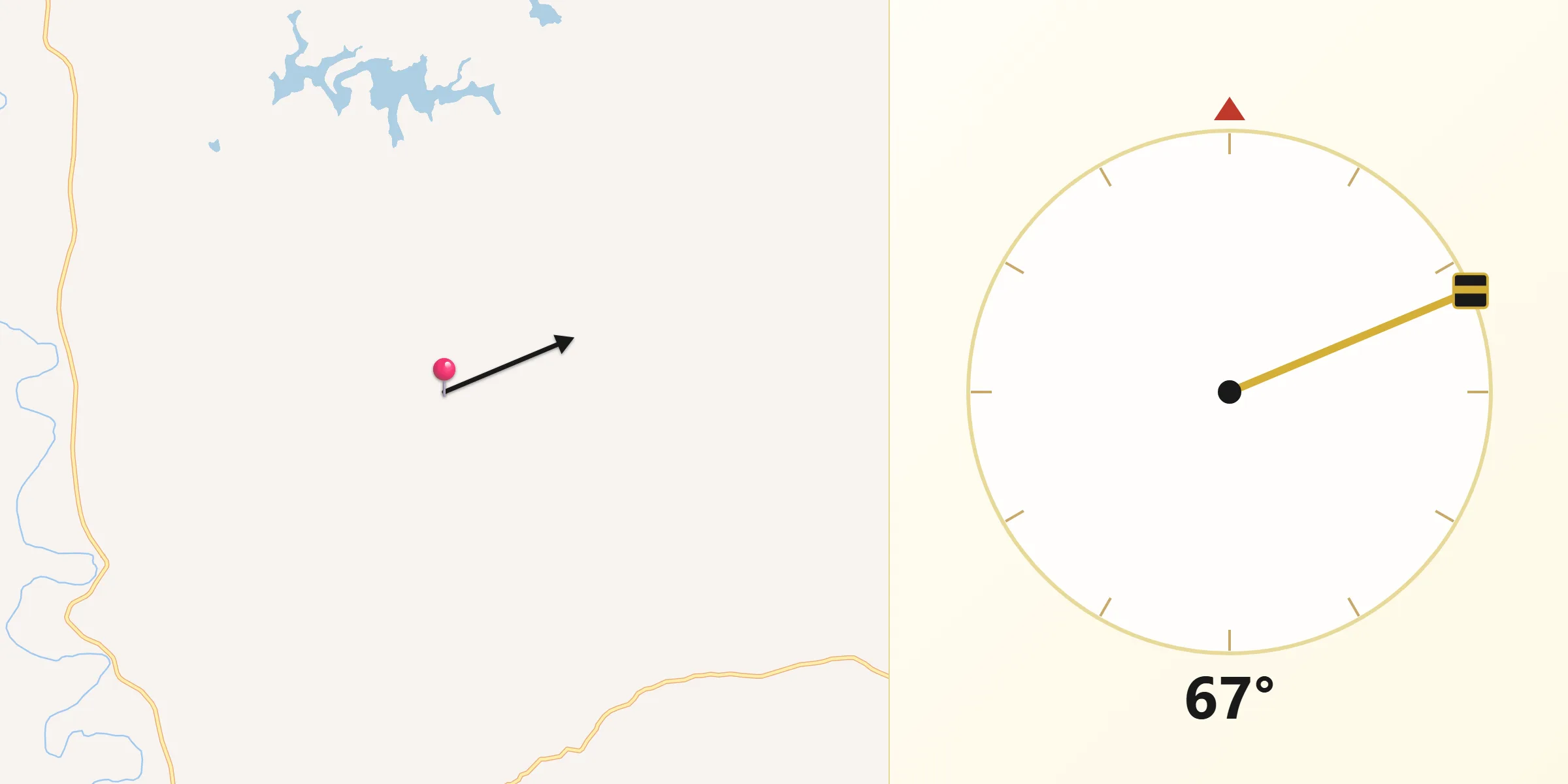 Direção da Qibla a partir de Rubelita