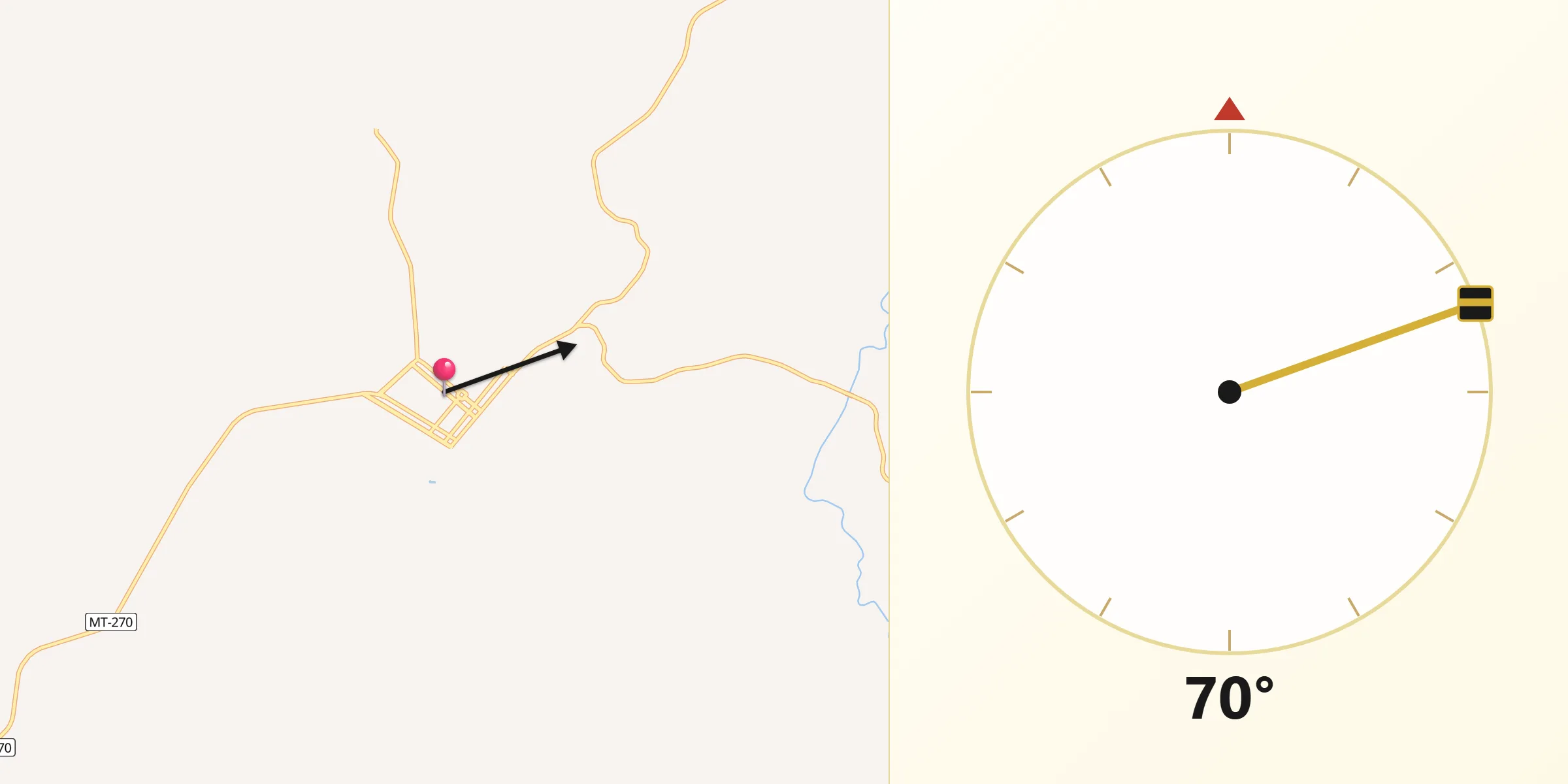 Direção da Qibla a partir de Guiratinga