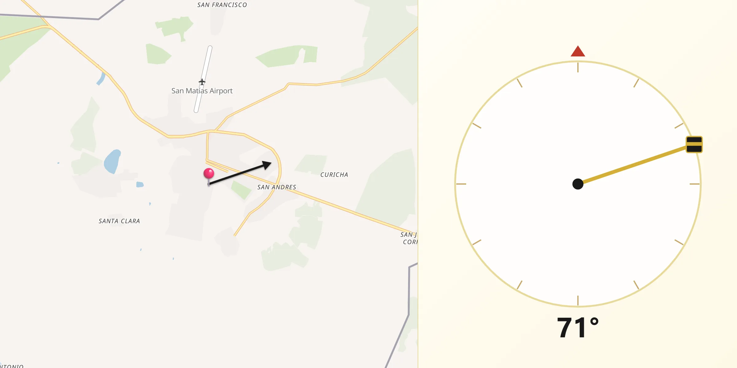 Dirección de la Qibla desde San Matías