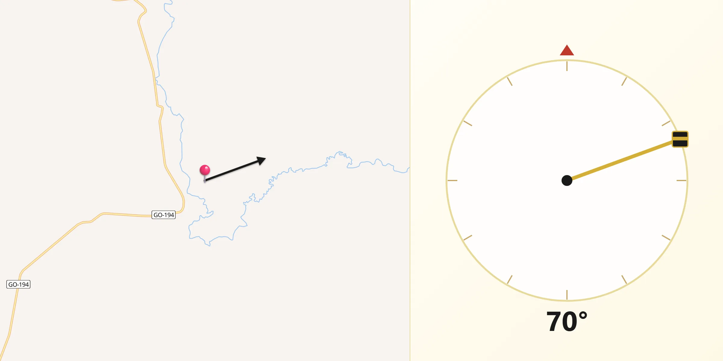 Direção da Qibla a partir de Baliza