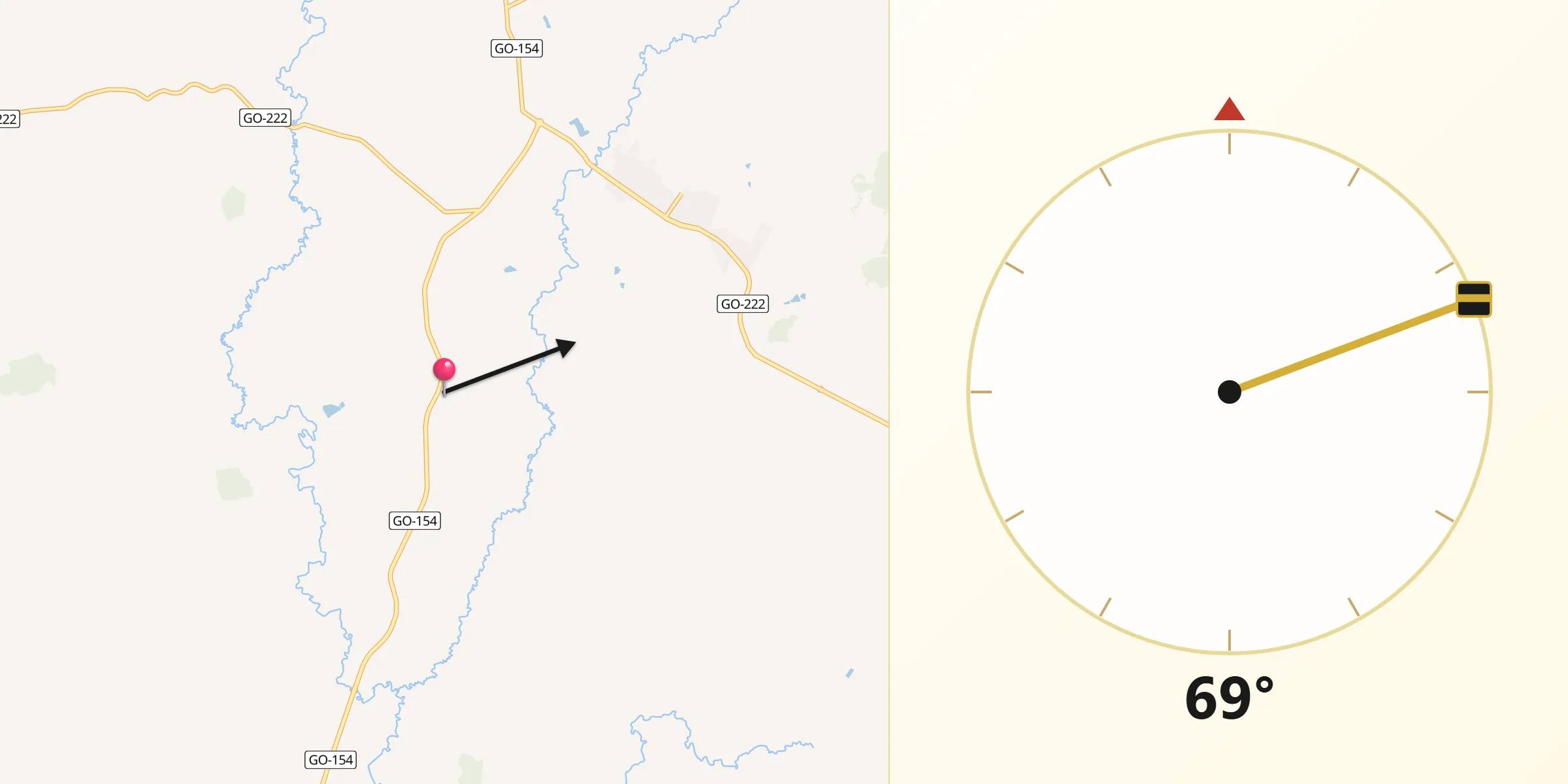 Direção da Qibla a partir de Araçu