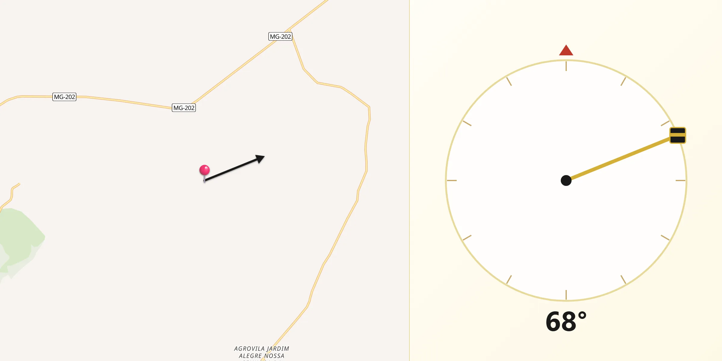 Direção da Qibla a partir de Ubaí