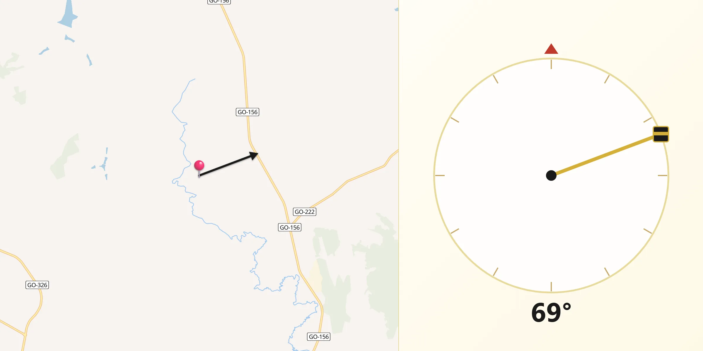 Direção da Qibla a partir de Anicuns