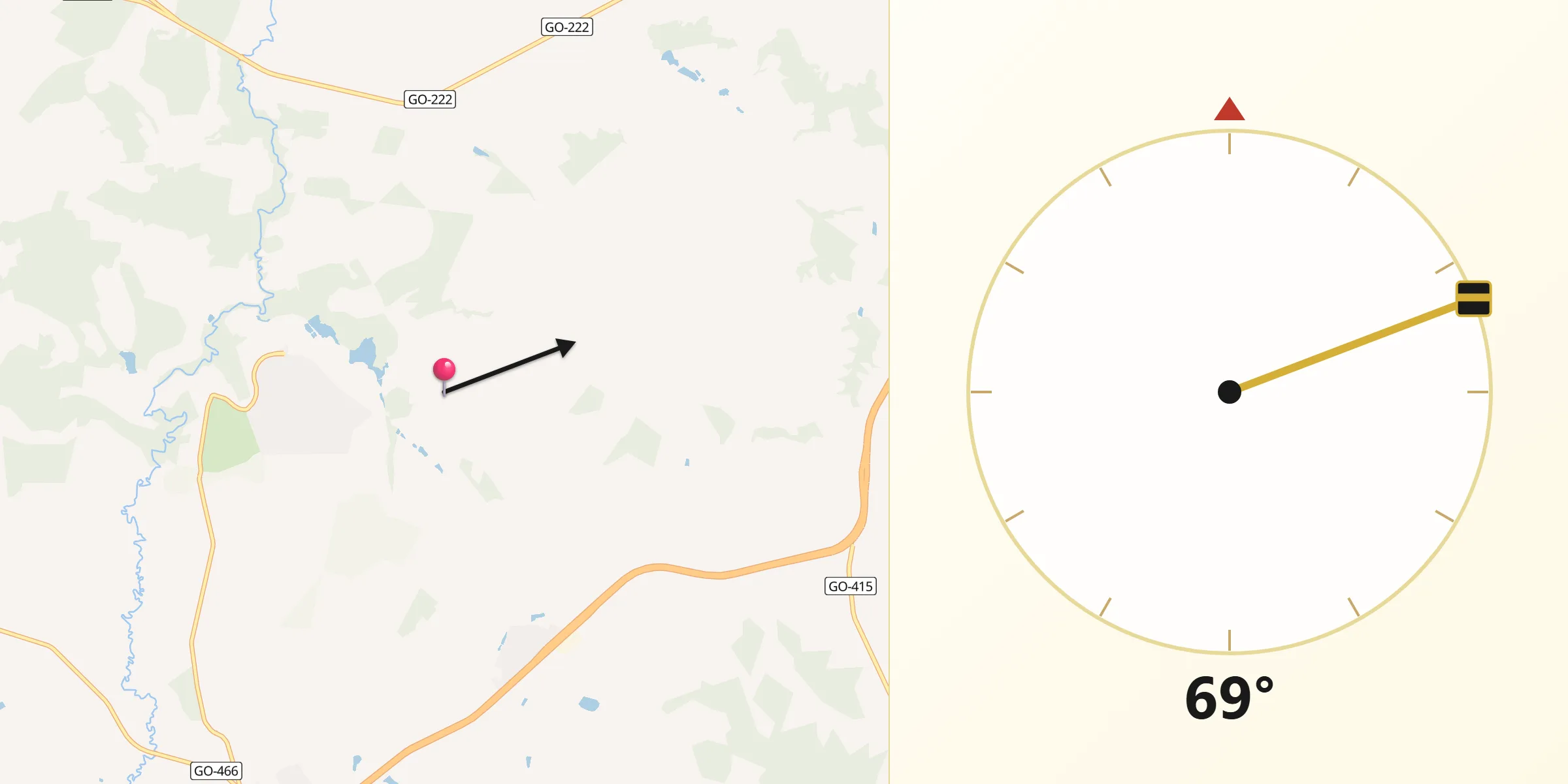 Direção da Qibla a partir de Terezópolis de Goiás