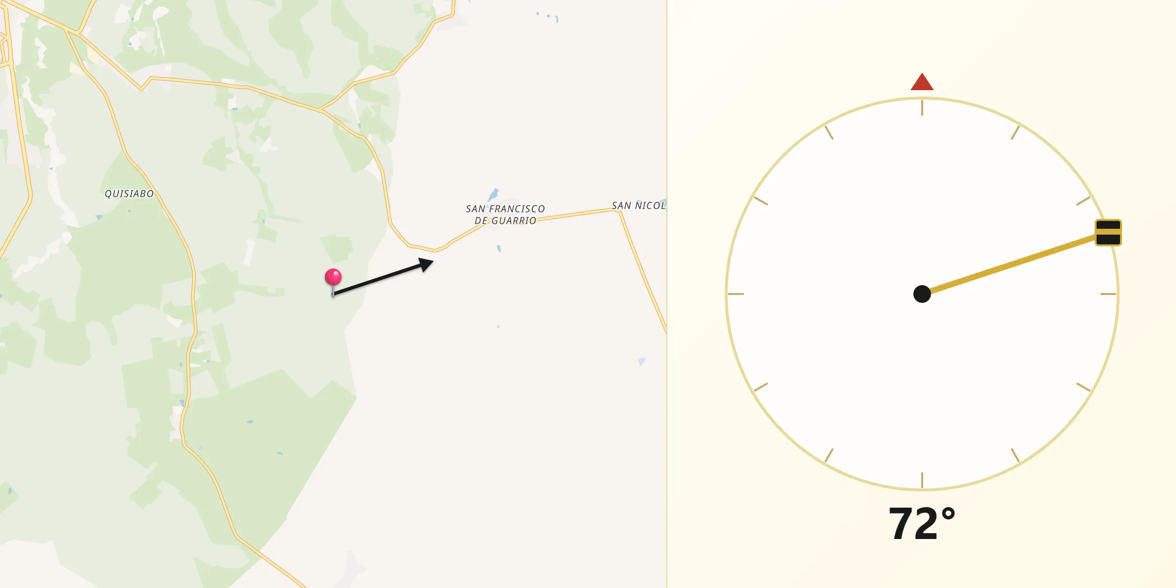 Dirección de la Qibla desde Concepción