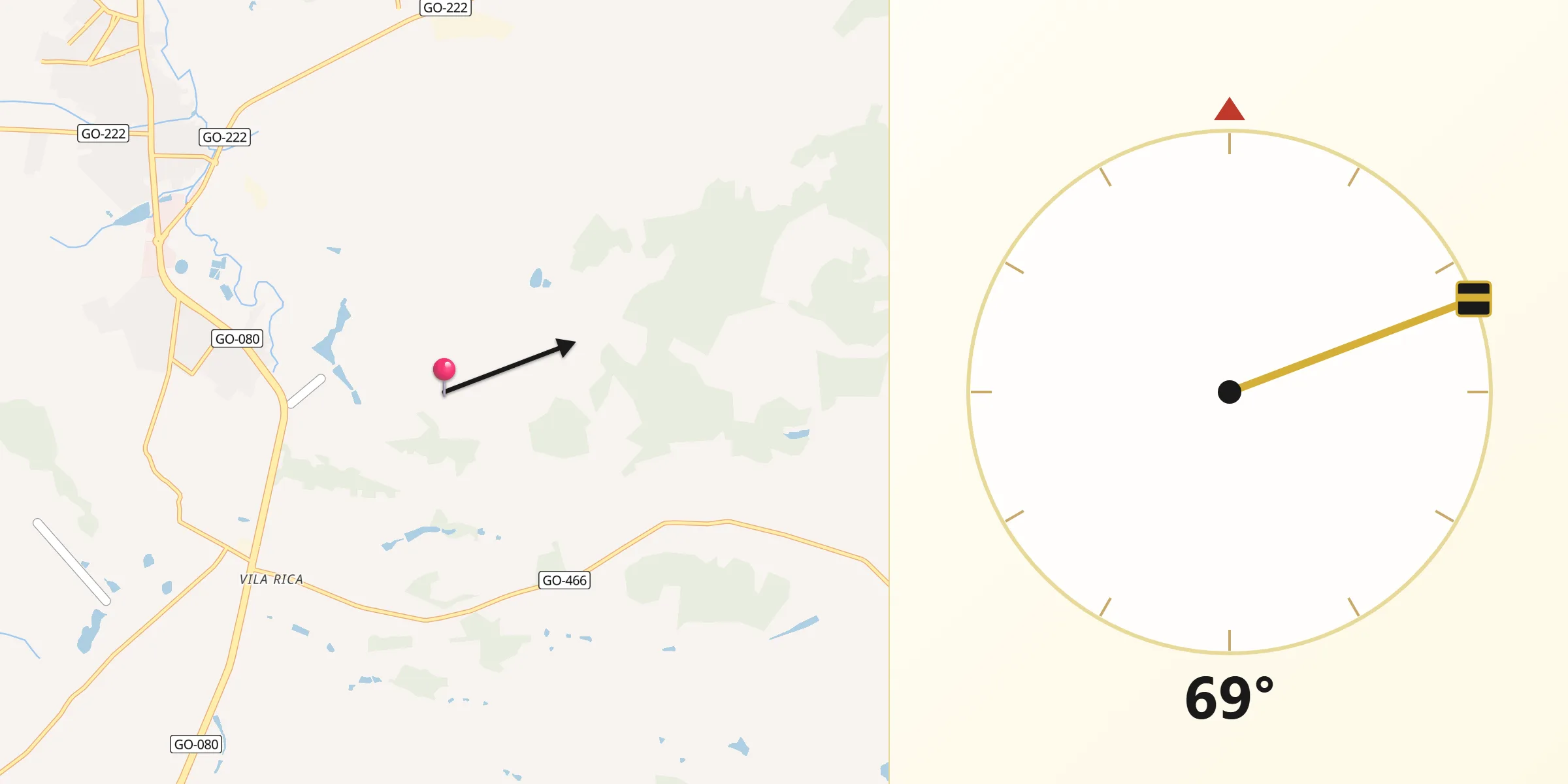 Direção da Qibla a partir de Nerópolis