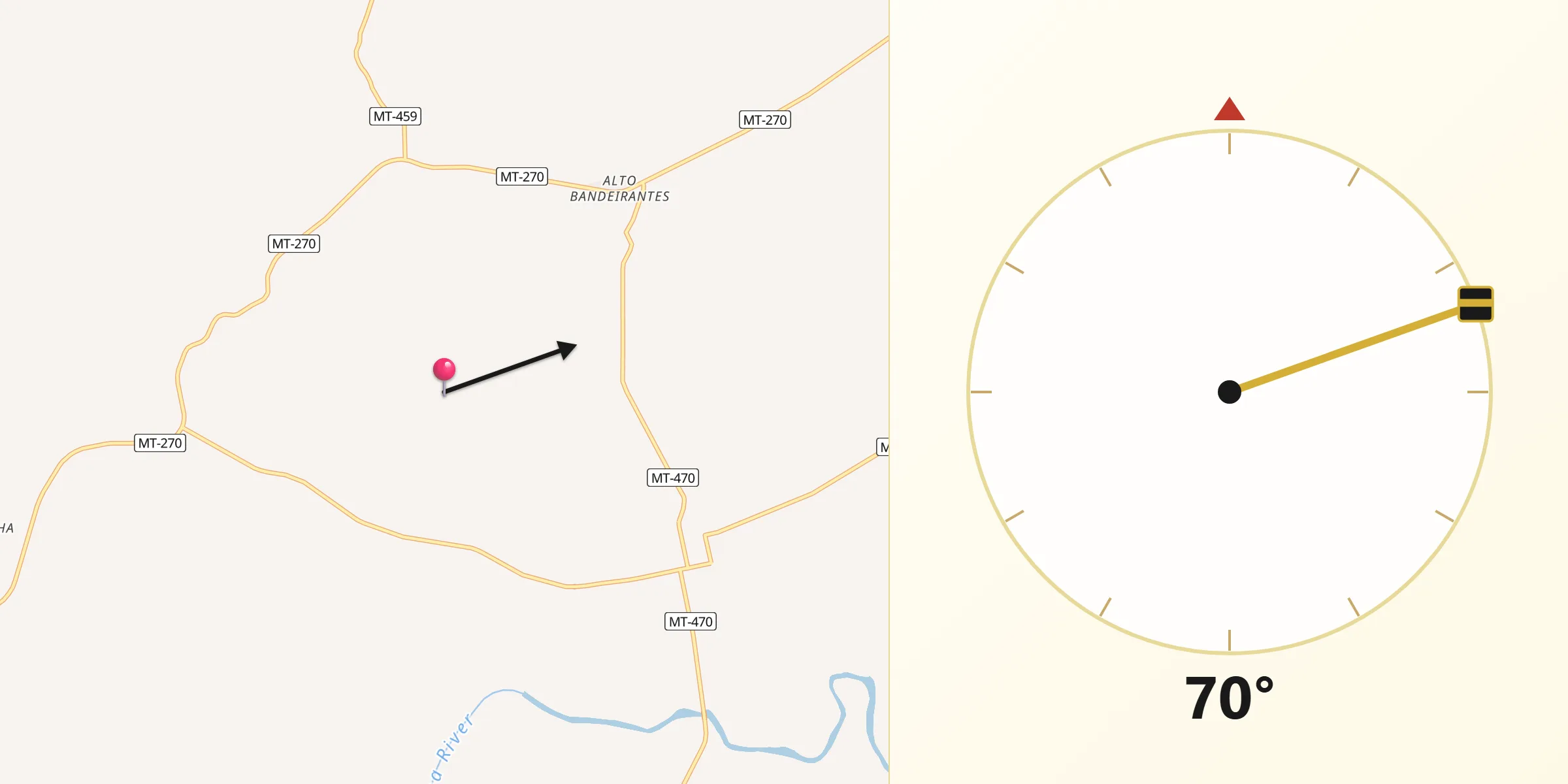 Direção da Qibla a partir de São José do Povo