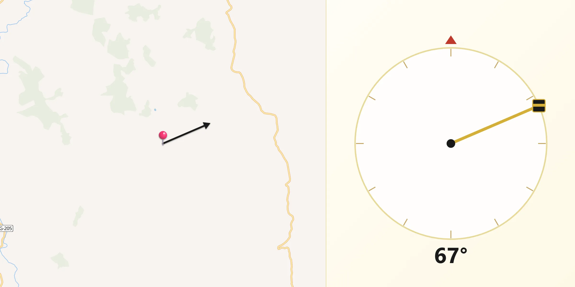 Direção da Qibla a partir de Rubim