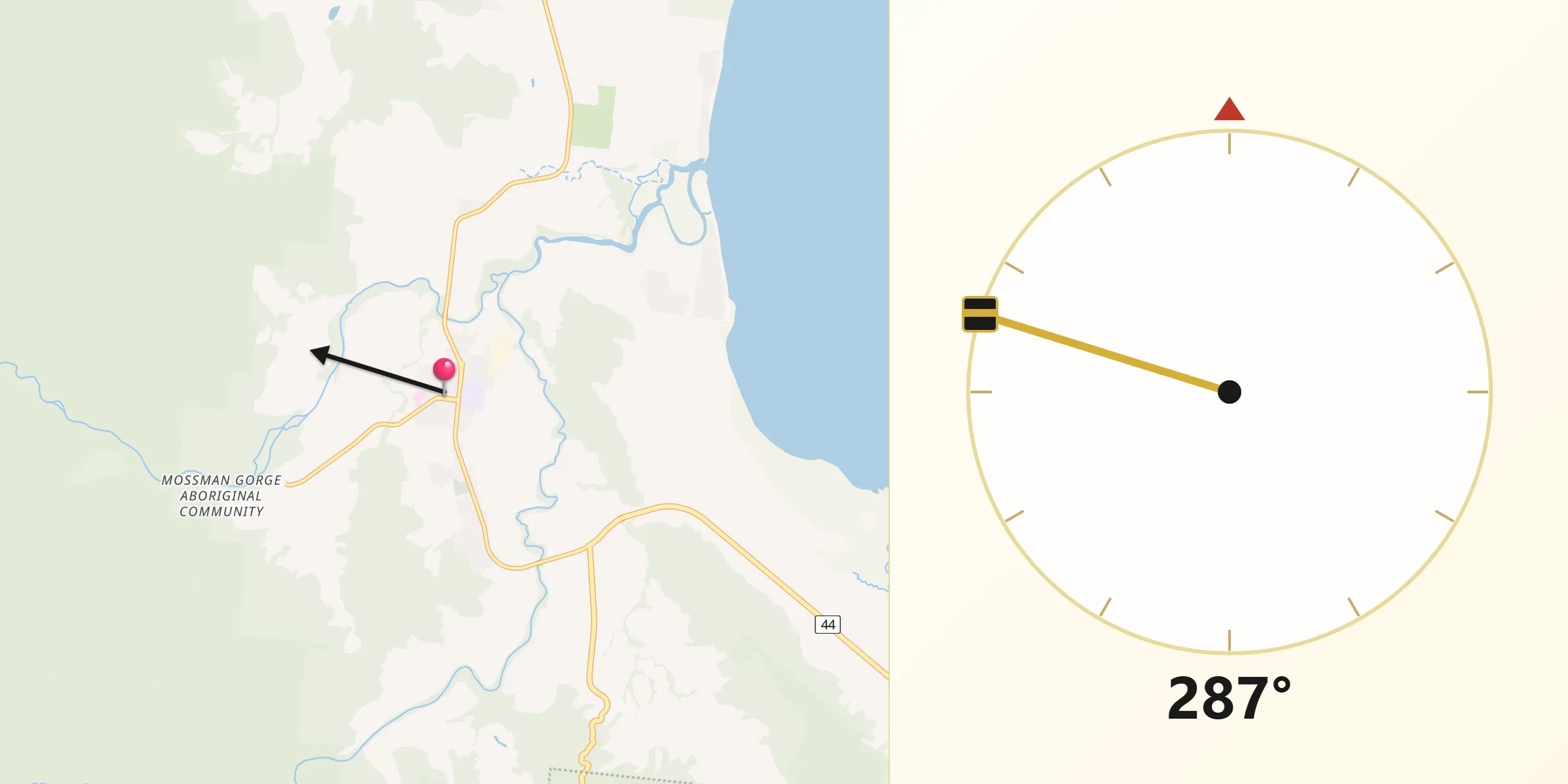 Qibla Direction from Mossman