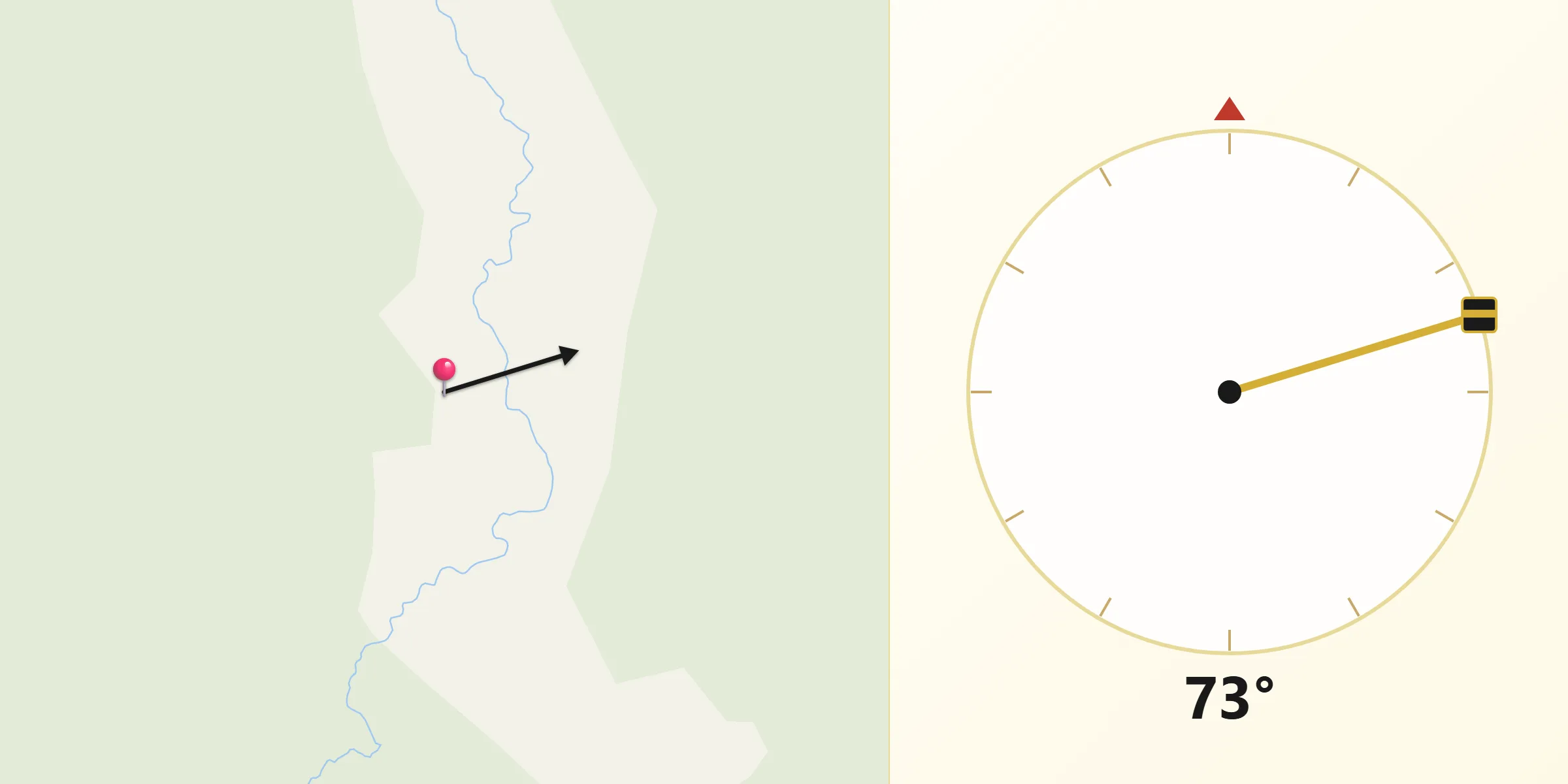 Dirección de la Qibla desde Provincia Ayopaya