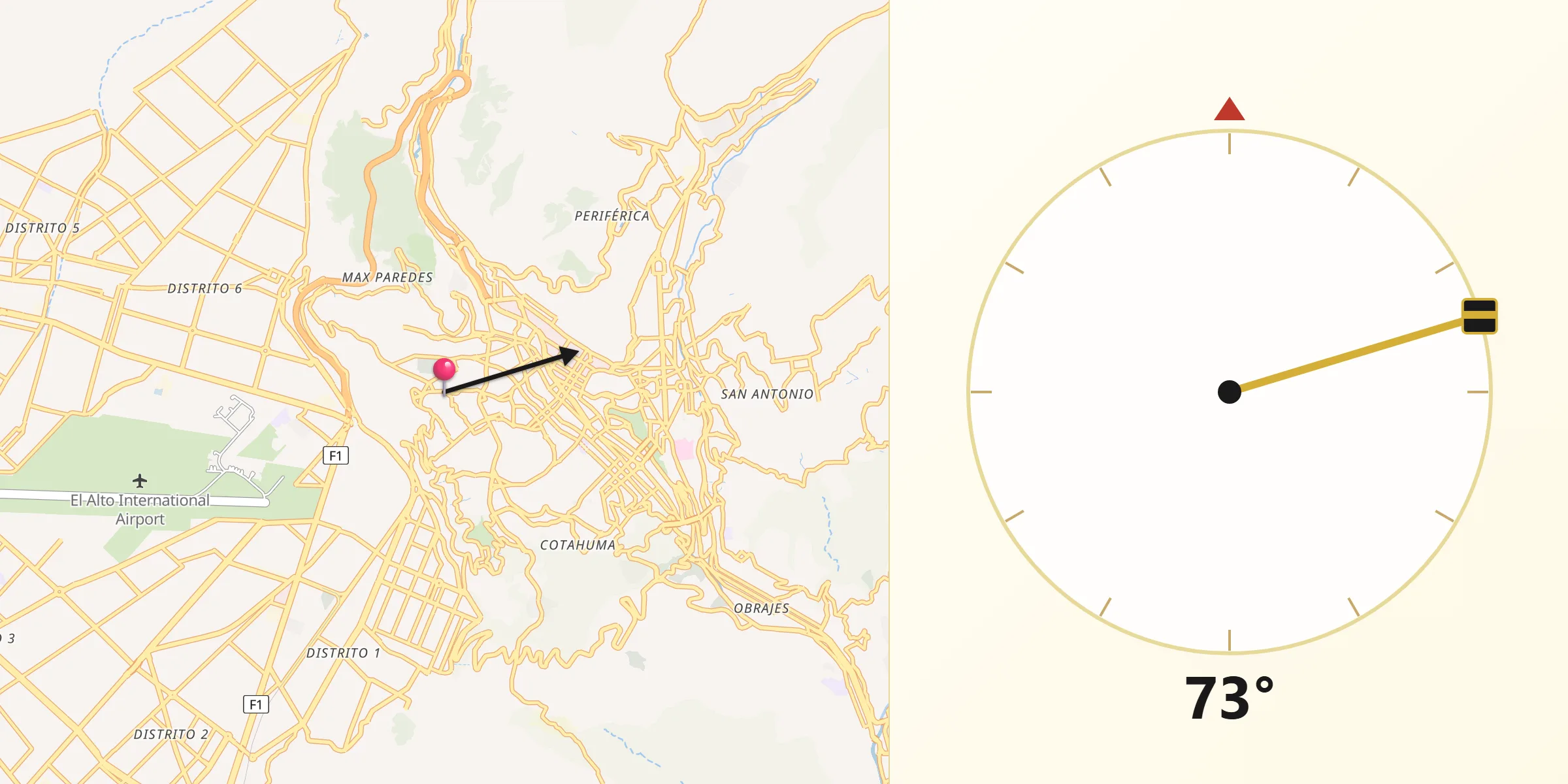 Dirección de la Qibla desde La Paz