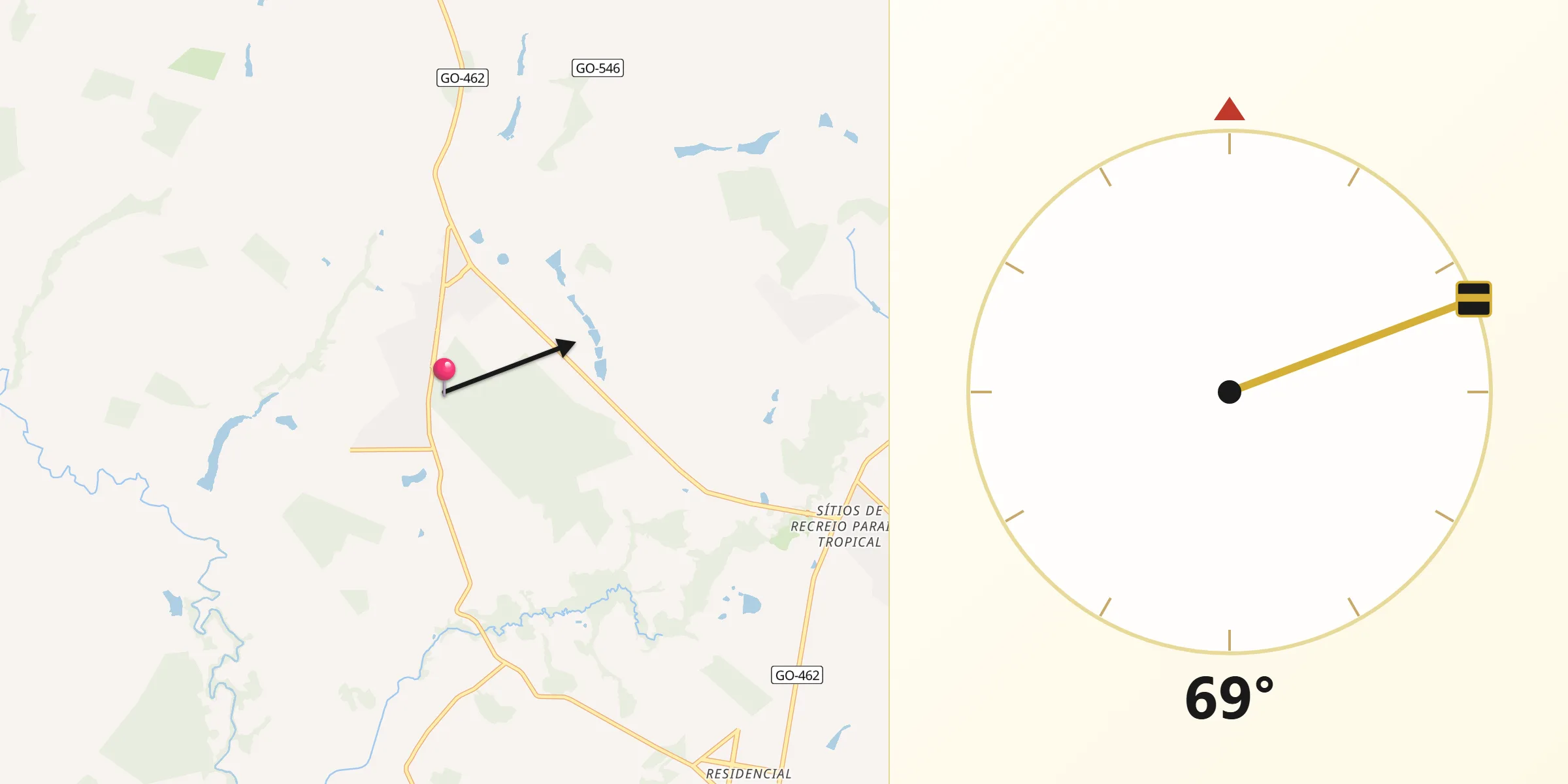 Direção da Qibla a partir de Santo Antônio de Goiás