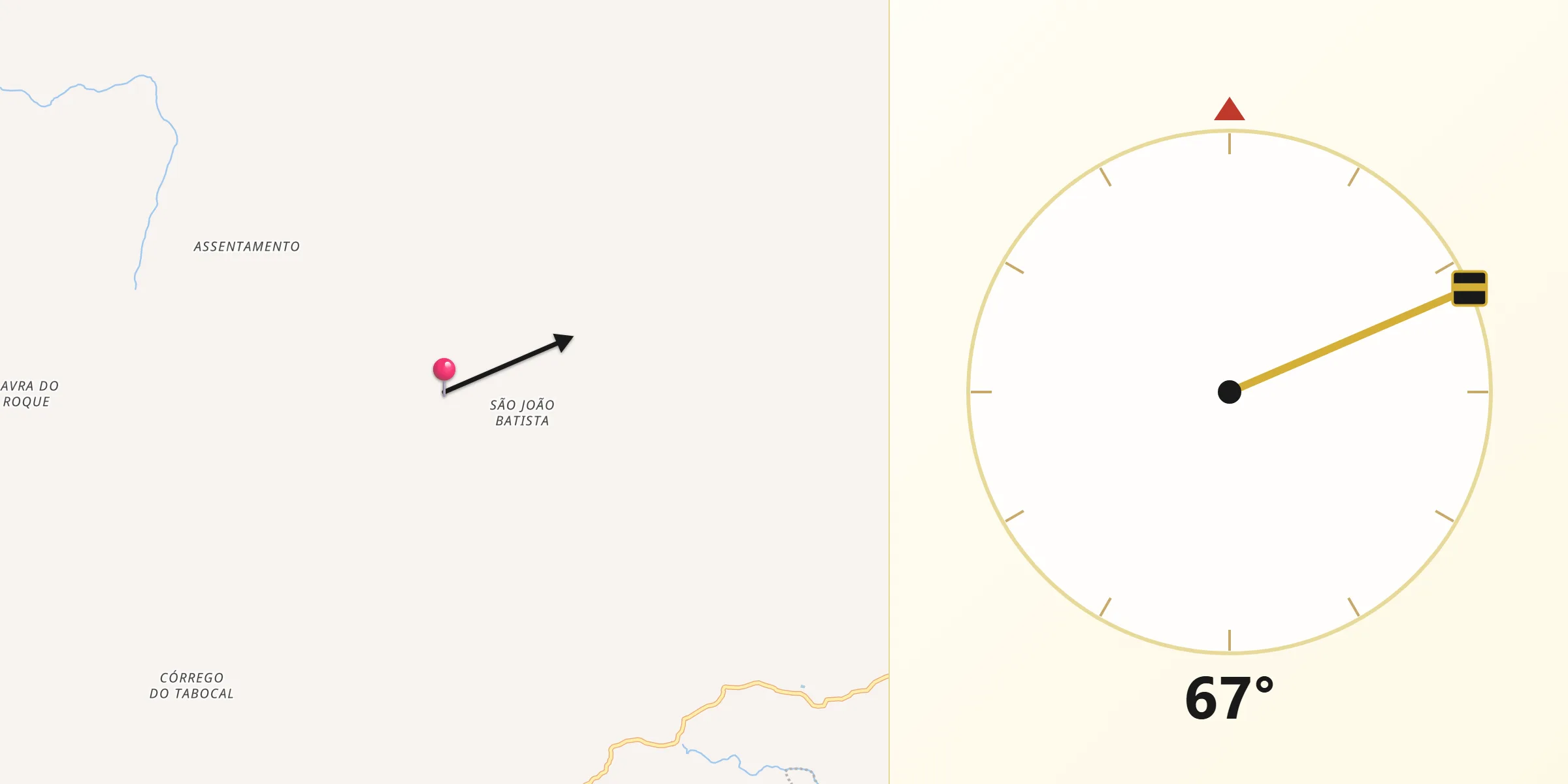 Direção da Qibla a partir de Santo Antônio do Jacinto