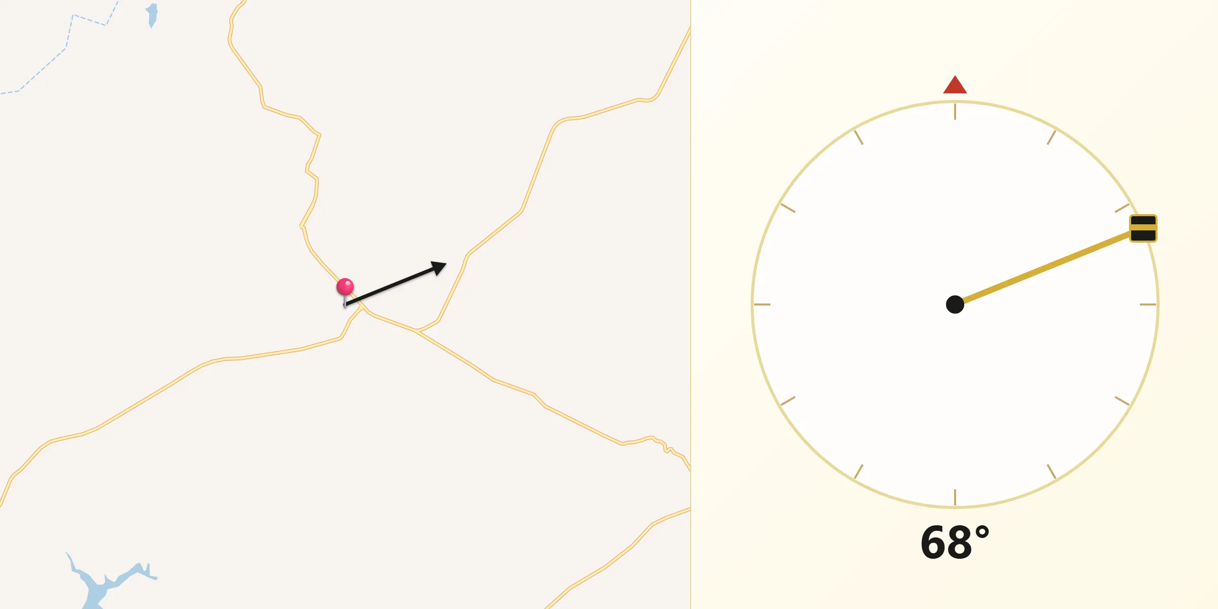 Direção da Qibla a partir de Campo Azul