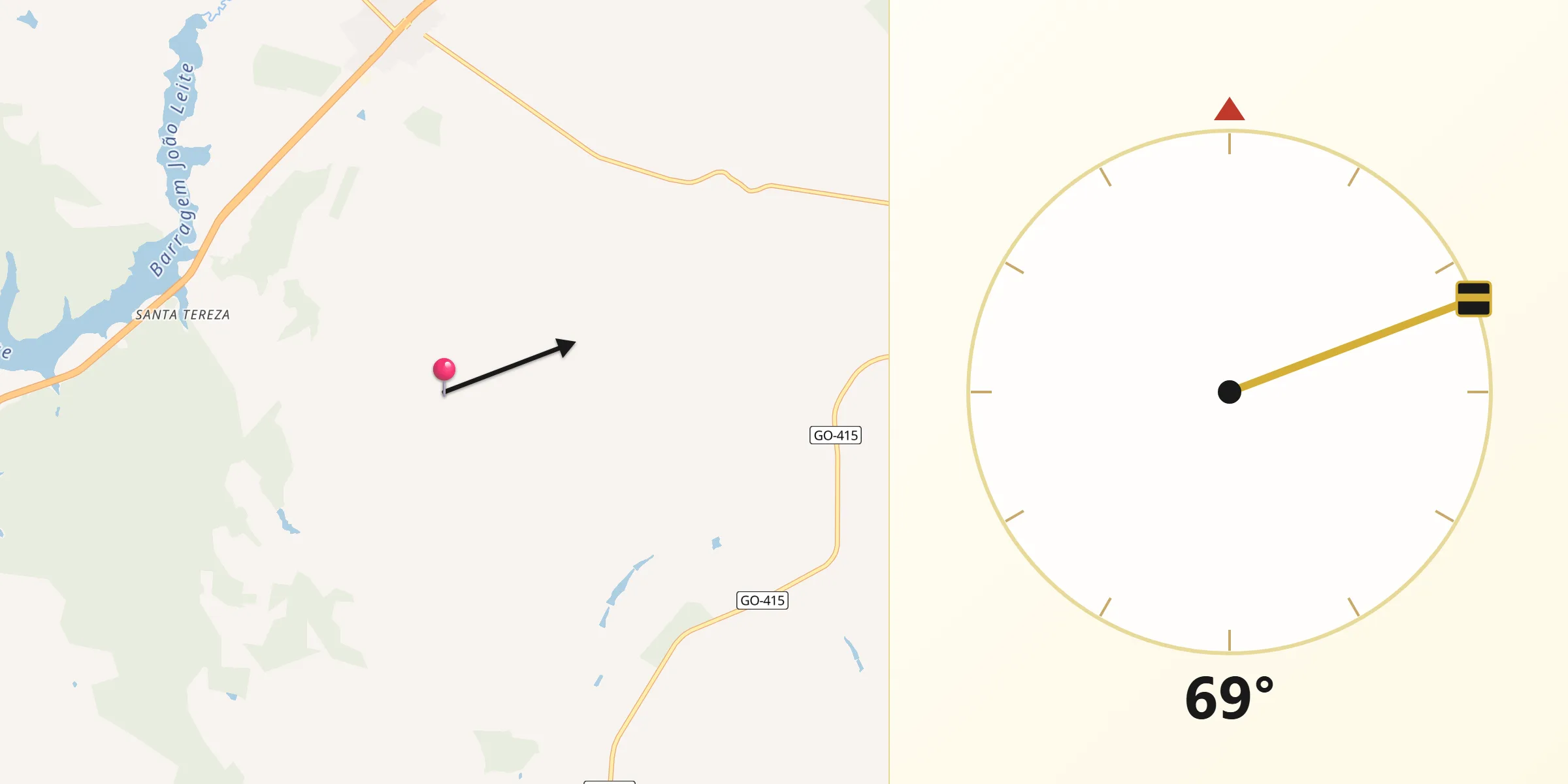 Direção da Qibla a partir de Goianápolis