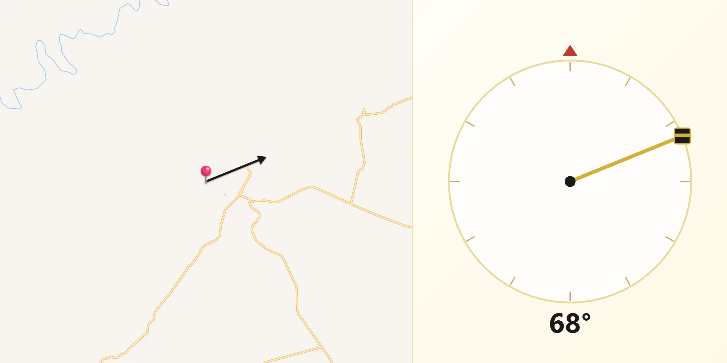 Direção da Qibla a partir de São João do Pacuí