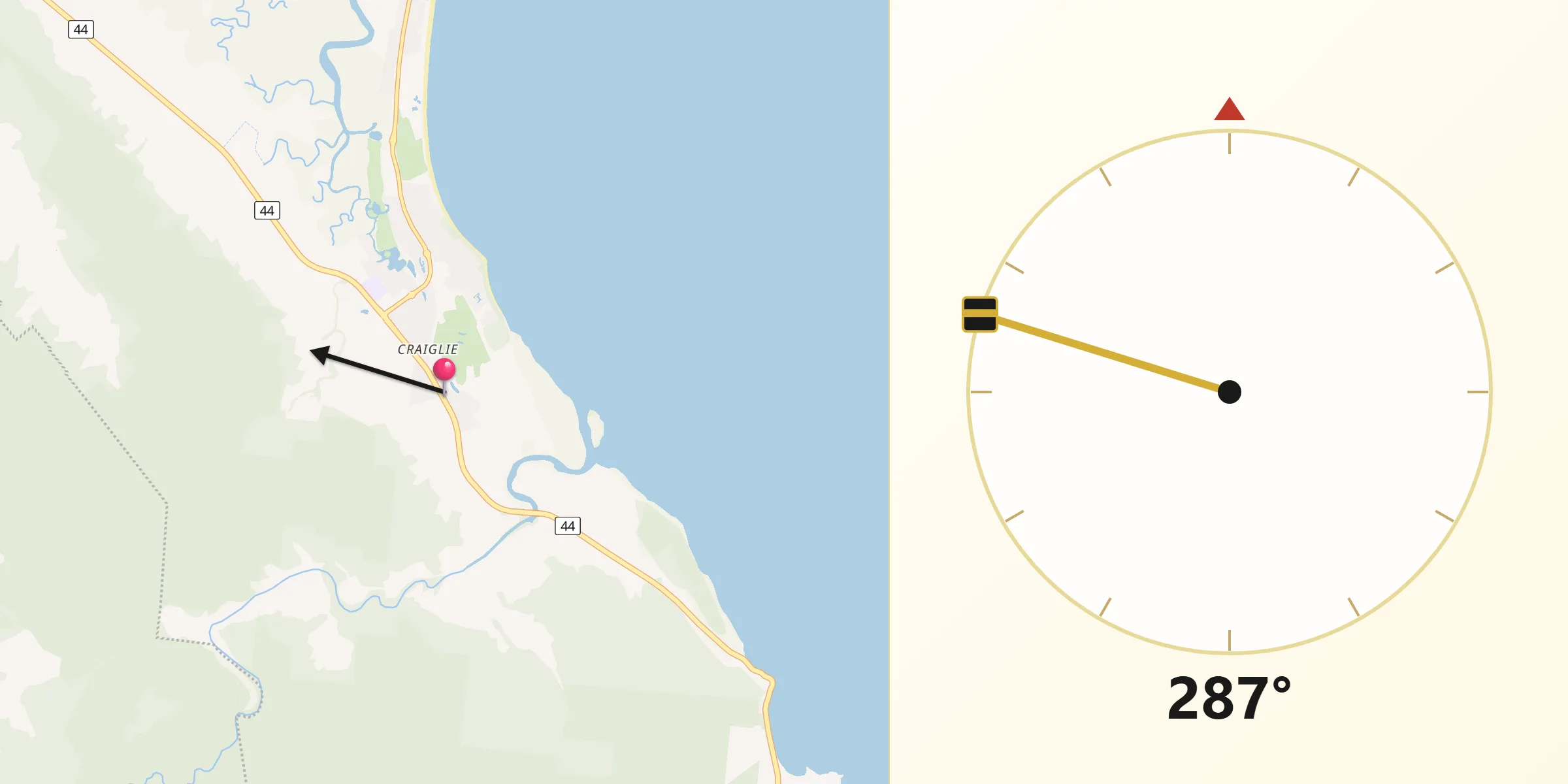 Qibla Direction from Craiglie