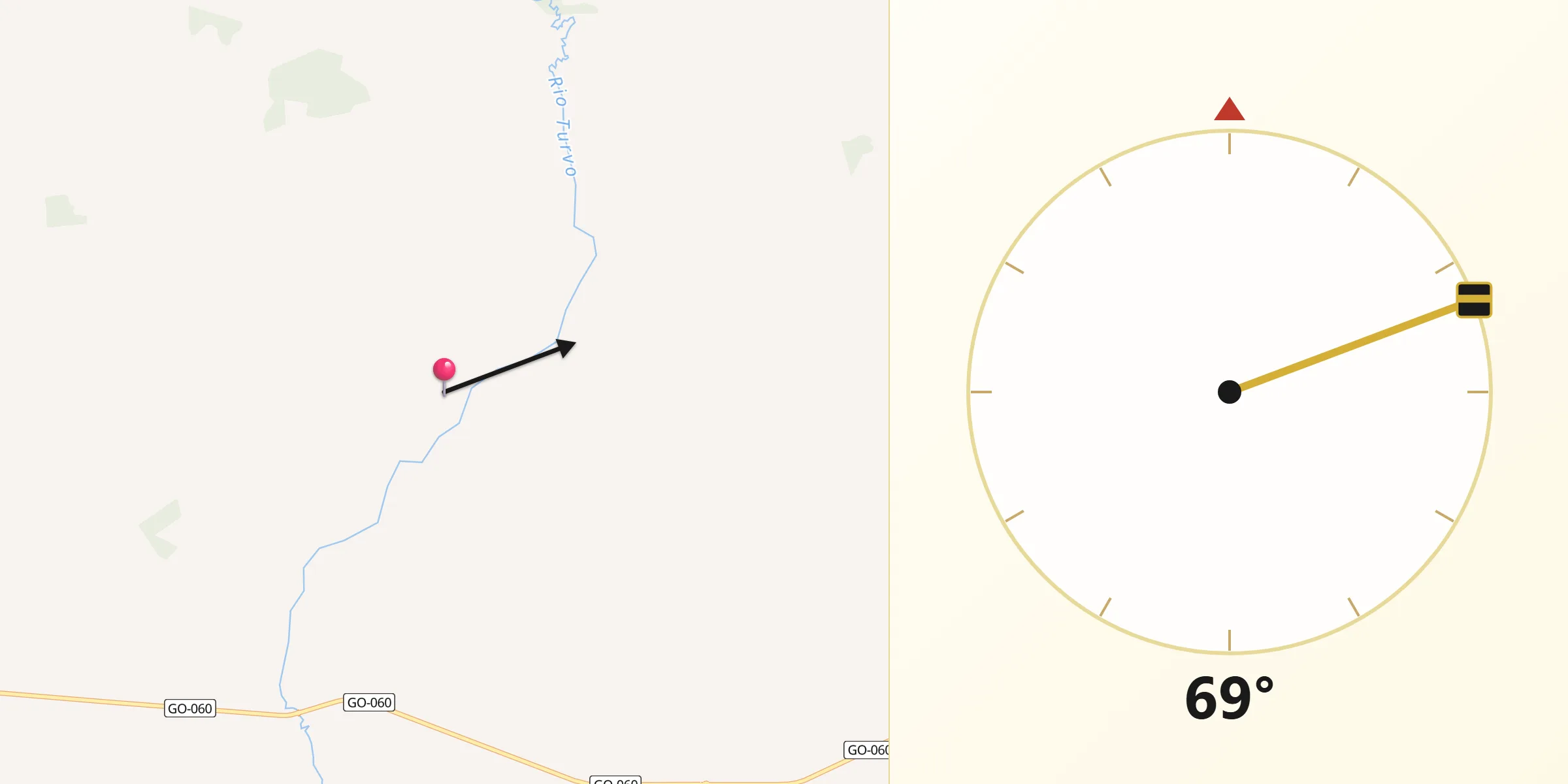 Direção da Qibla a partir de Turvânia