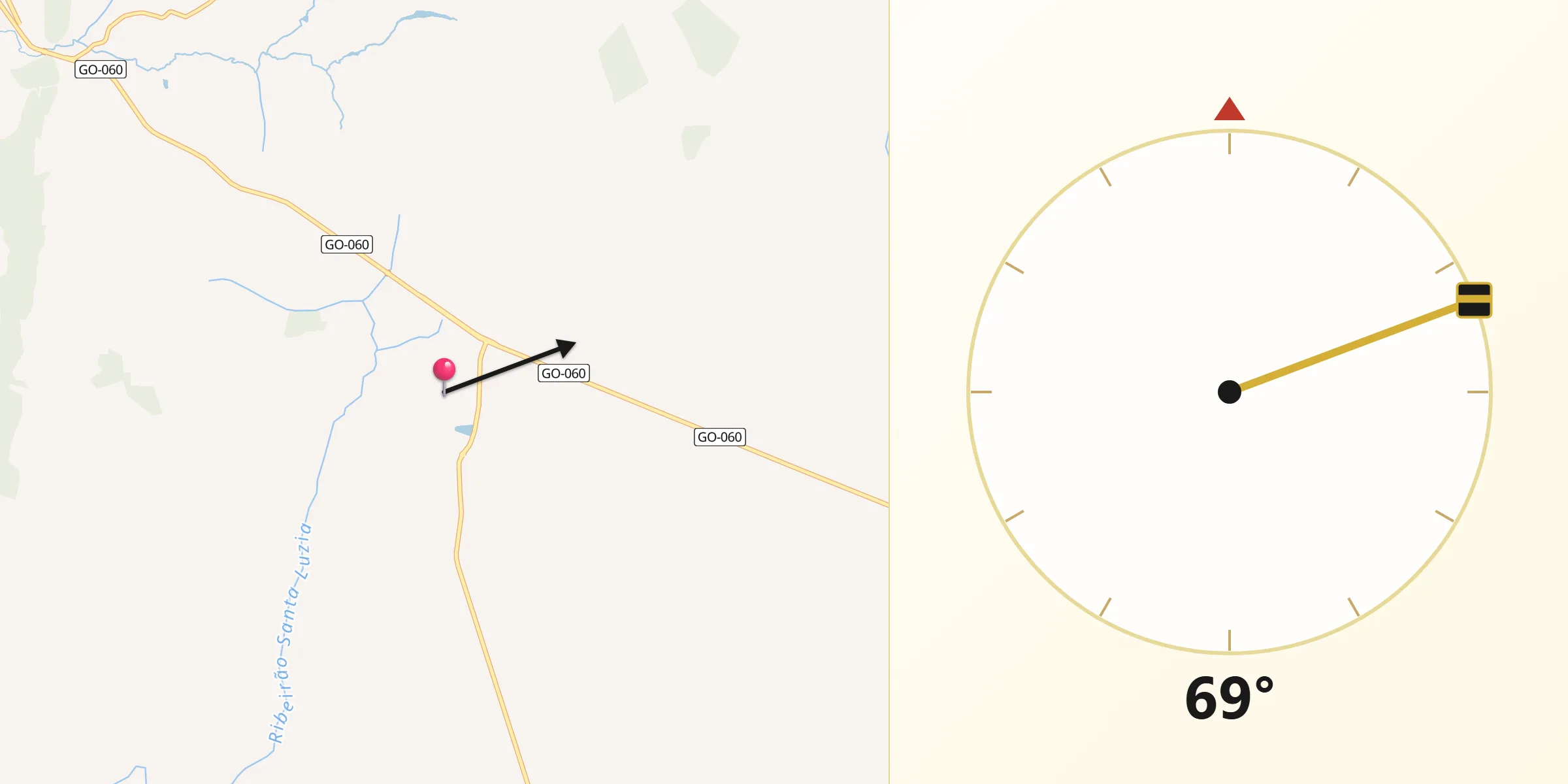 Direção da Qibla a partir de Firminópolis