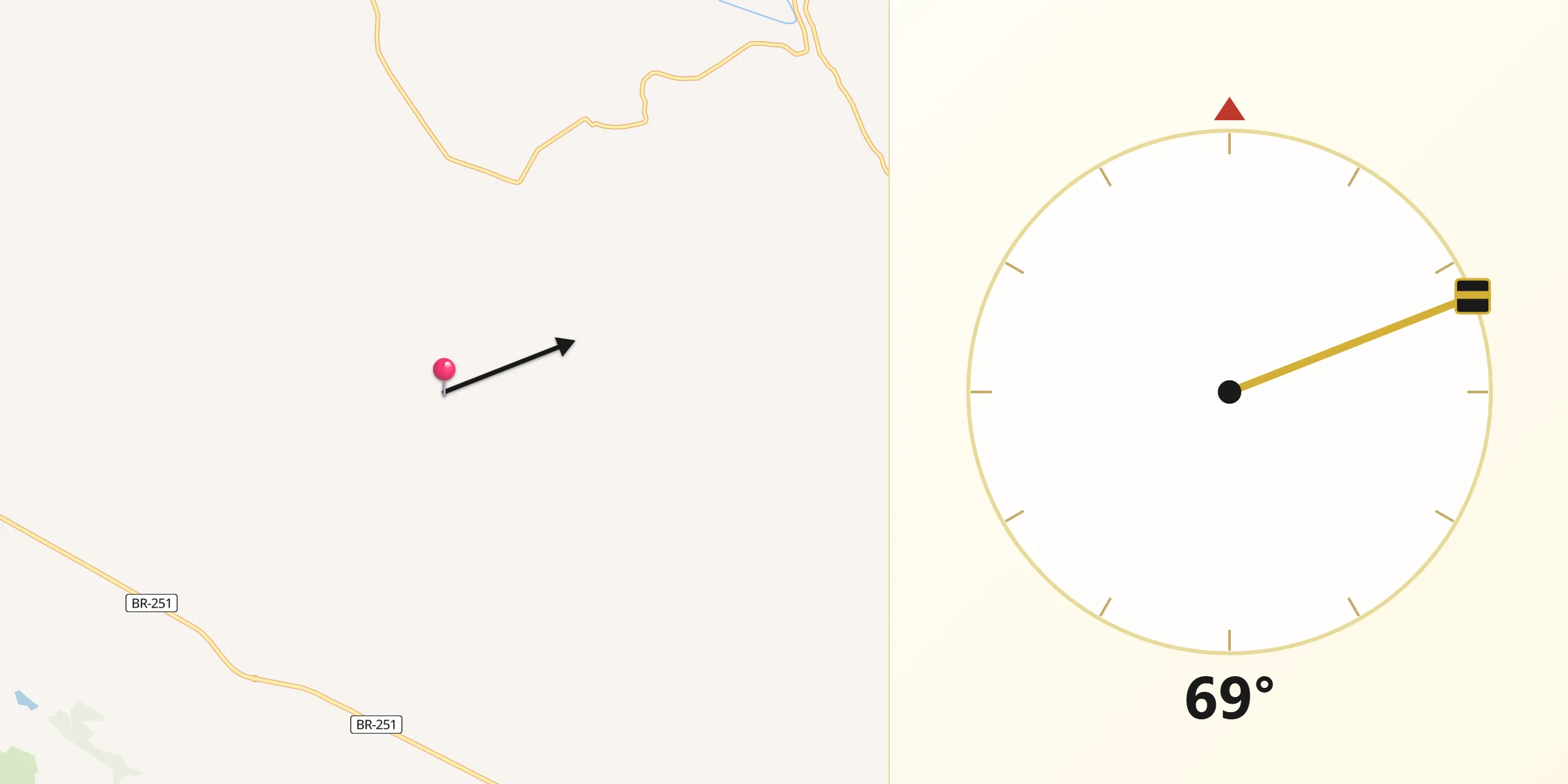 Direção da Qibla a partir de Unaí