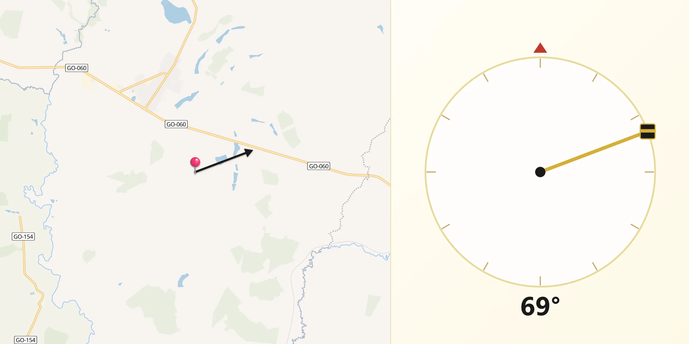 Direção da Qibla a partir de Santa Bárbara de Goiás