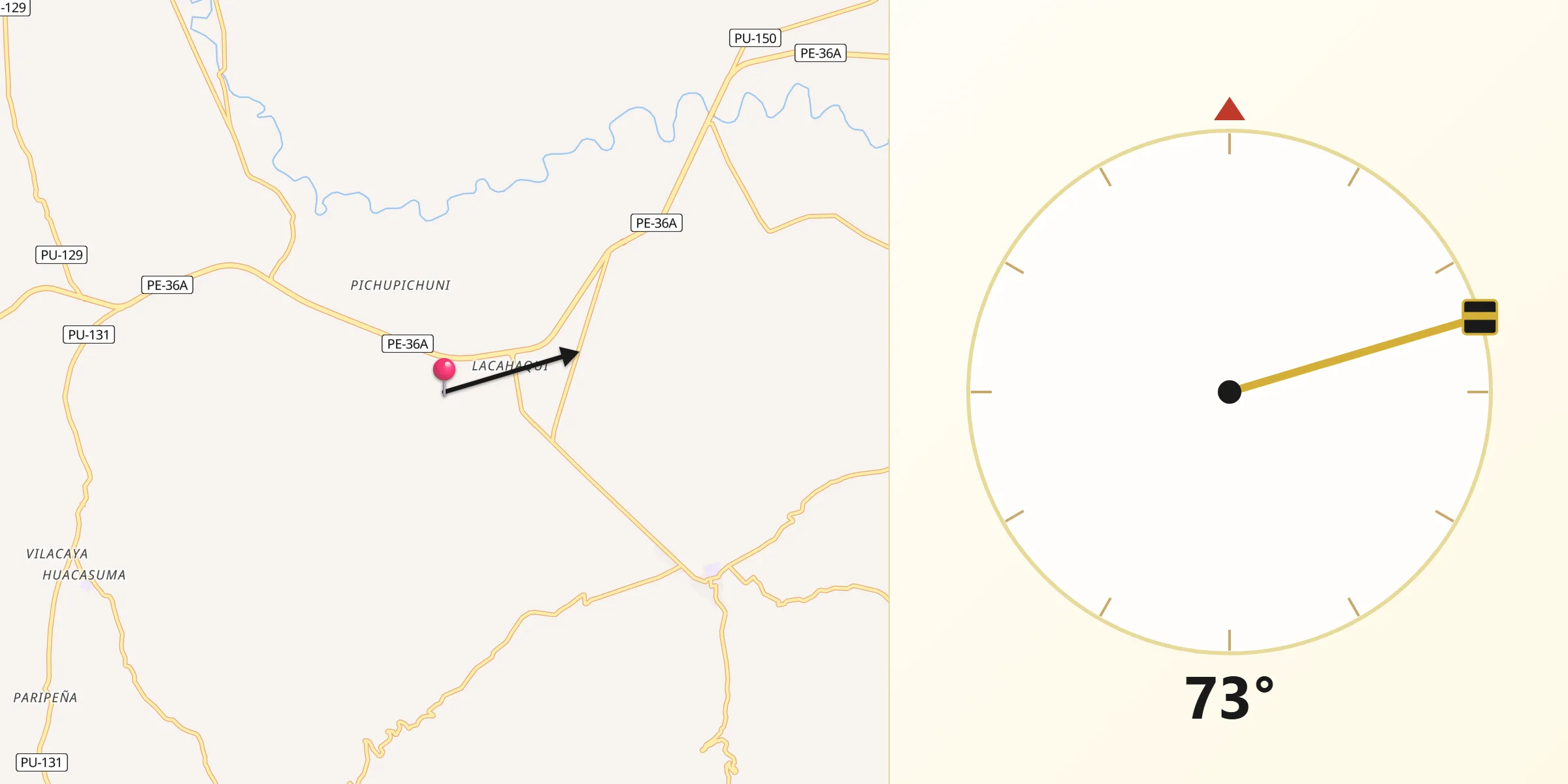 Dirección de la Qibla desde Provincia de Chucuito