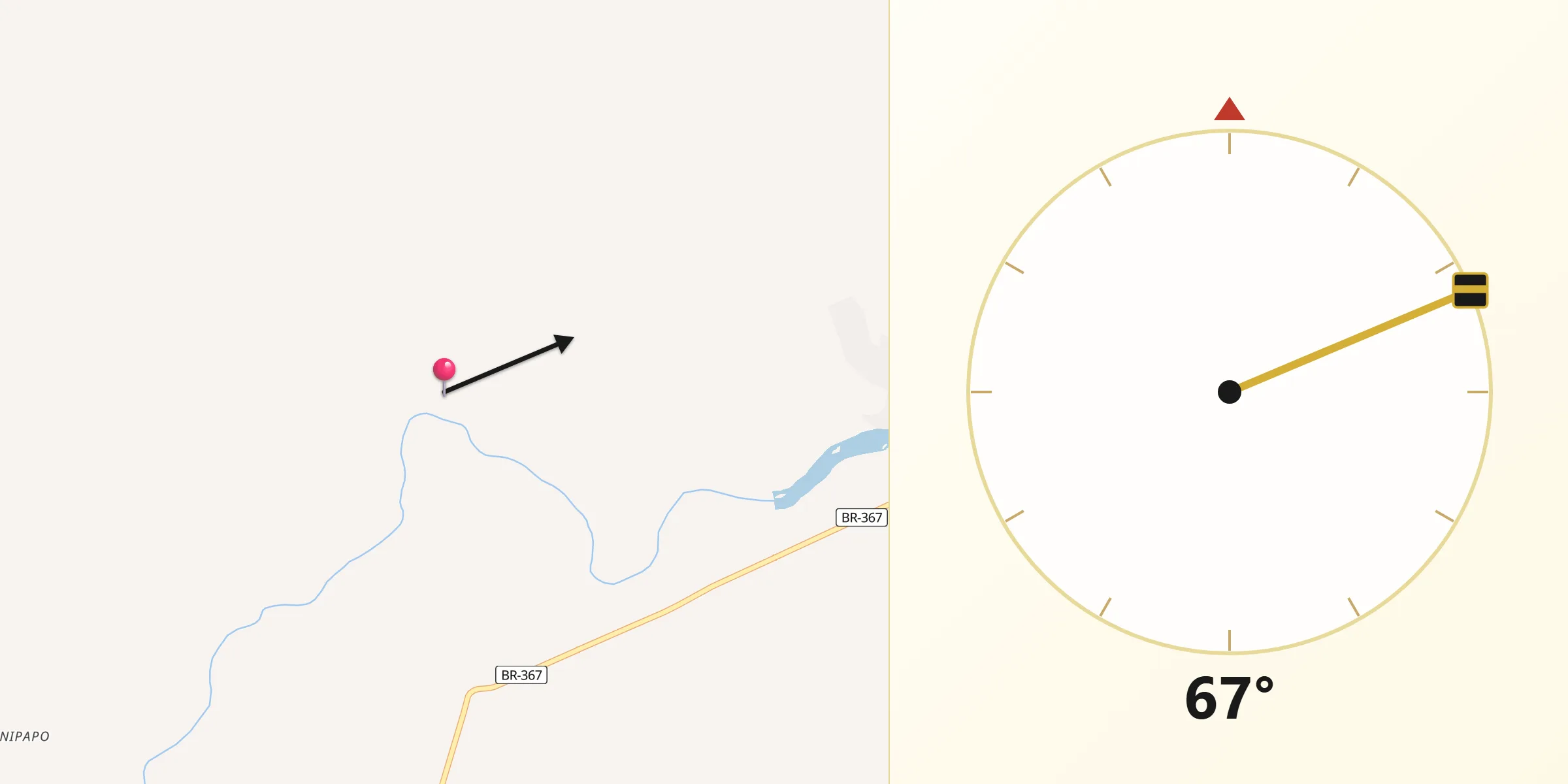 Direção da Qibla a partir de Itinga