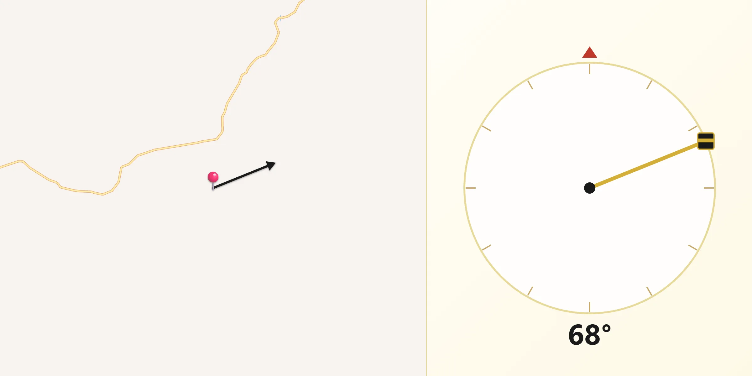 Direção da Qibla a partir de Ponto Chique