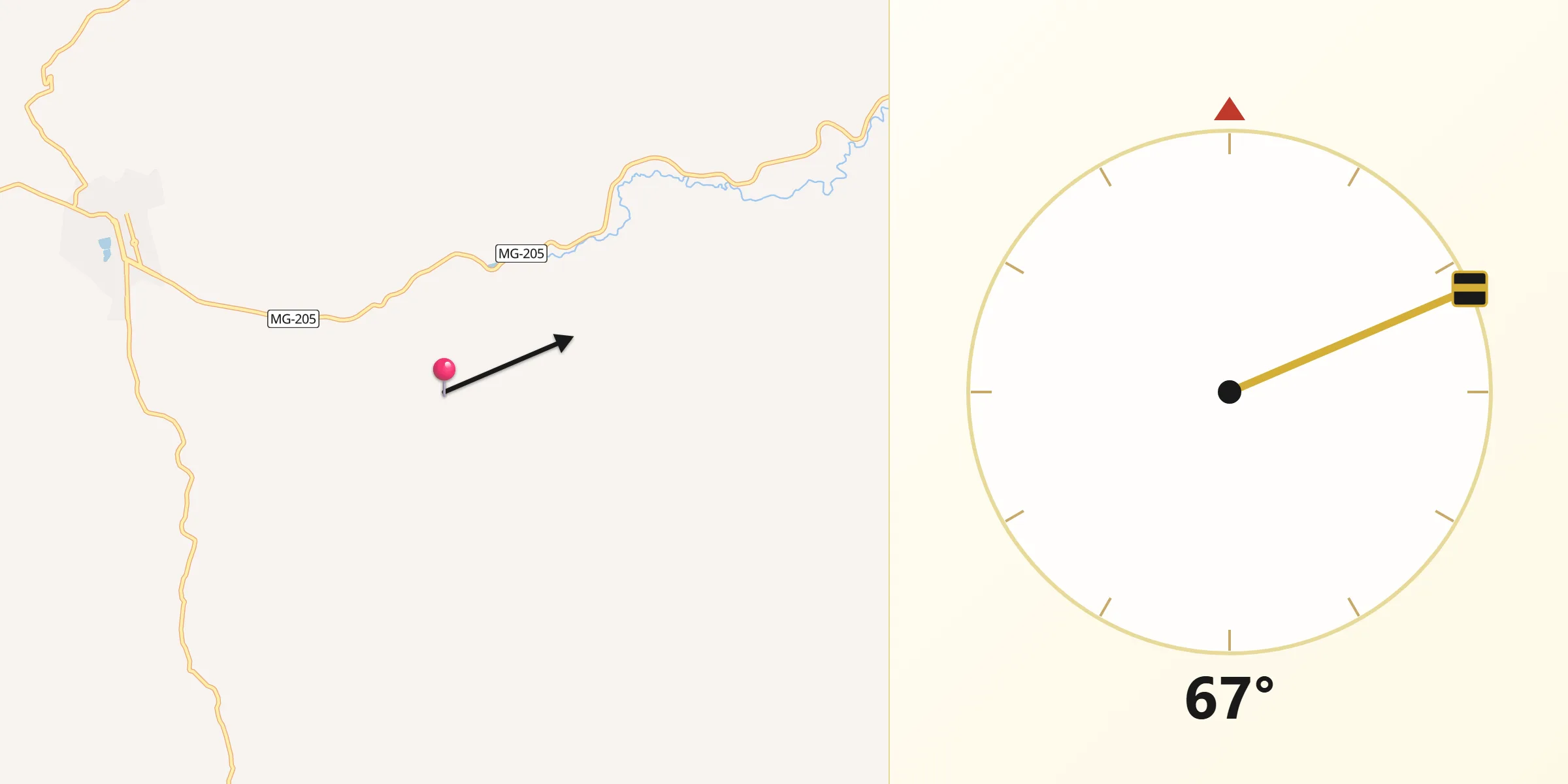 Direção da Qibla a partir de Felisburgo