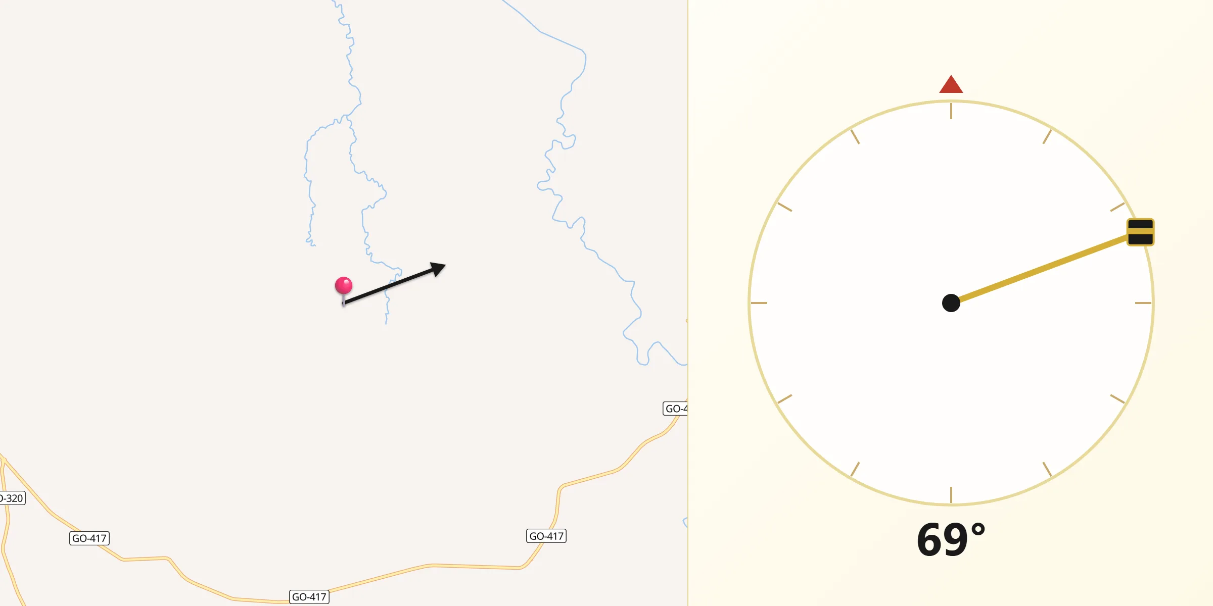 Direção da Qibla a partir de Aurilândia