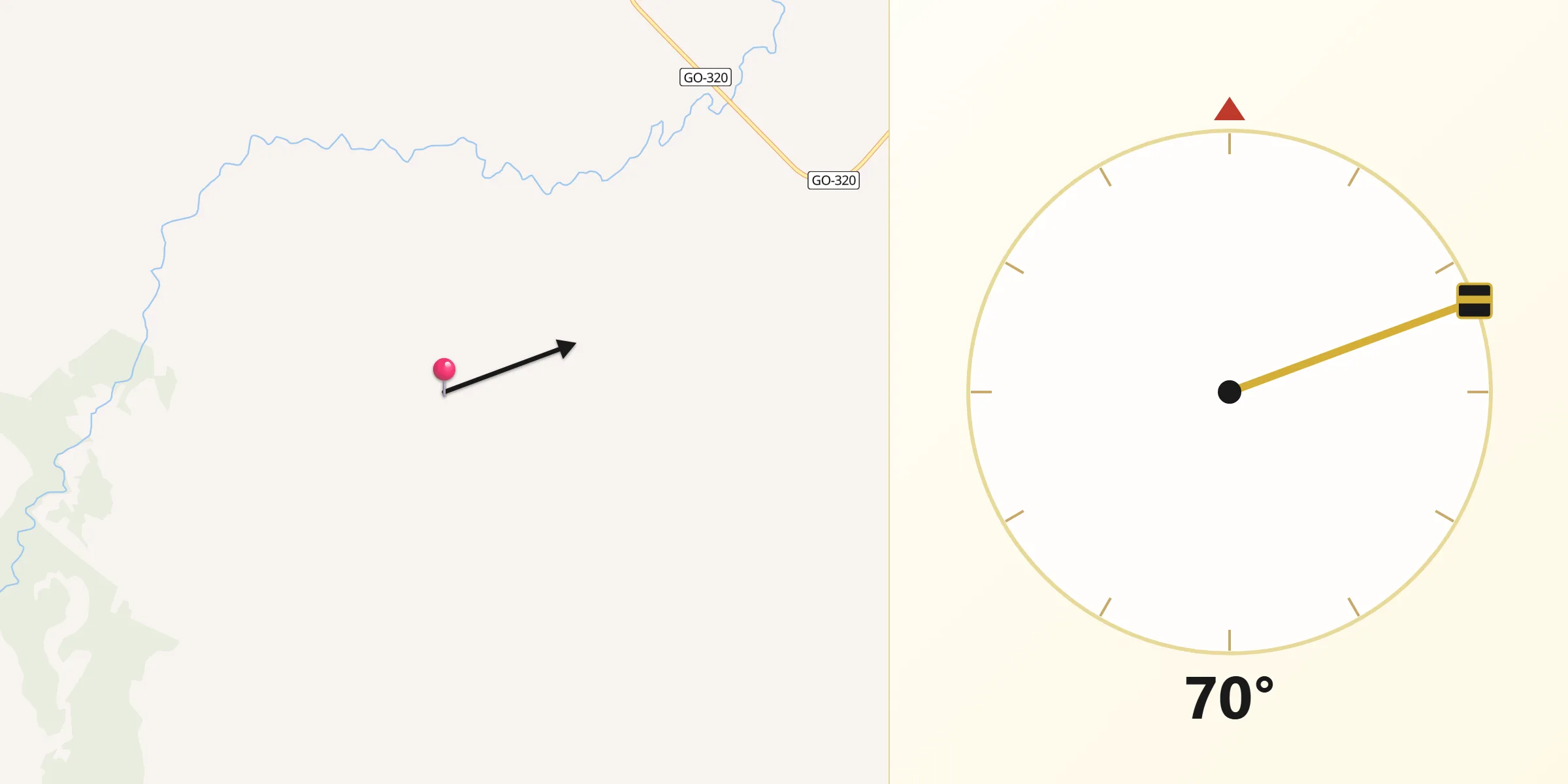 Direção da Qibla a partir de Ivolândia