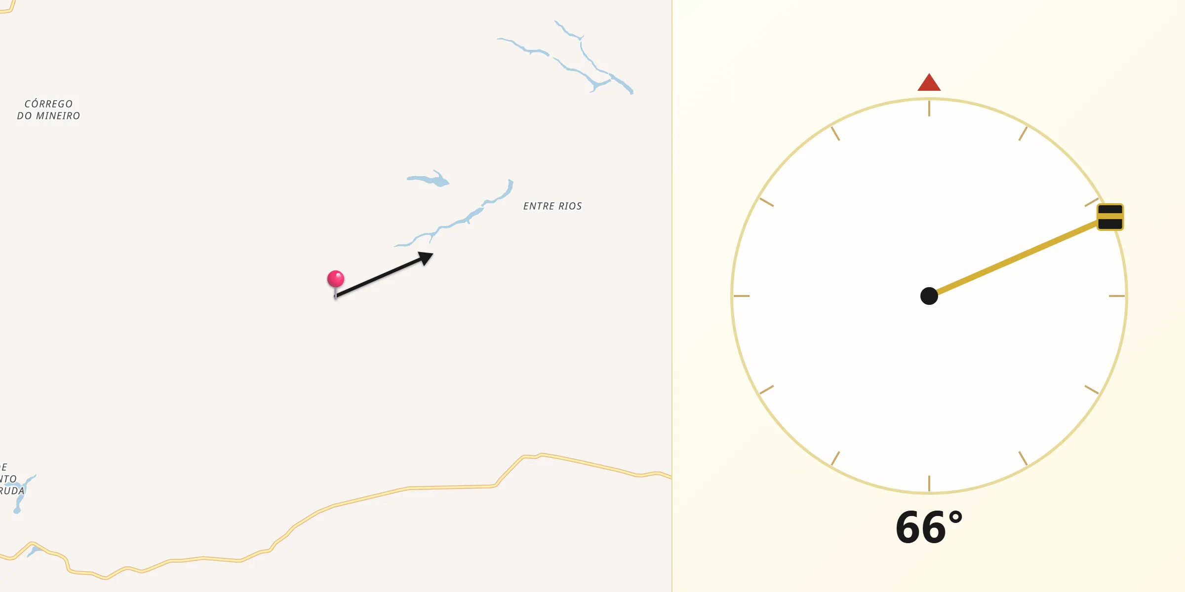 Direção da Qibla a partir de Itabela