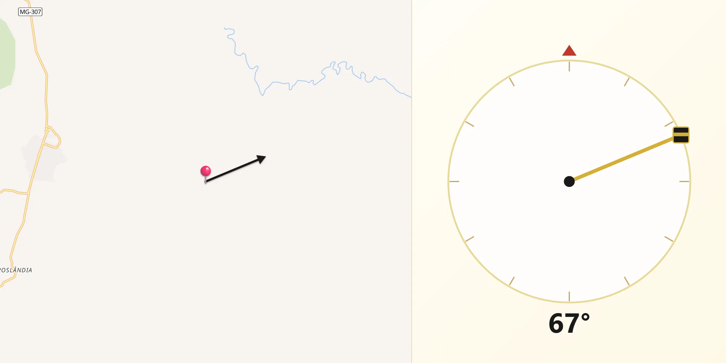 Direção da Qibla a partir de Cristália