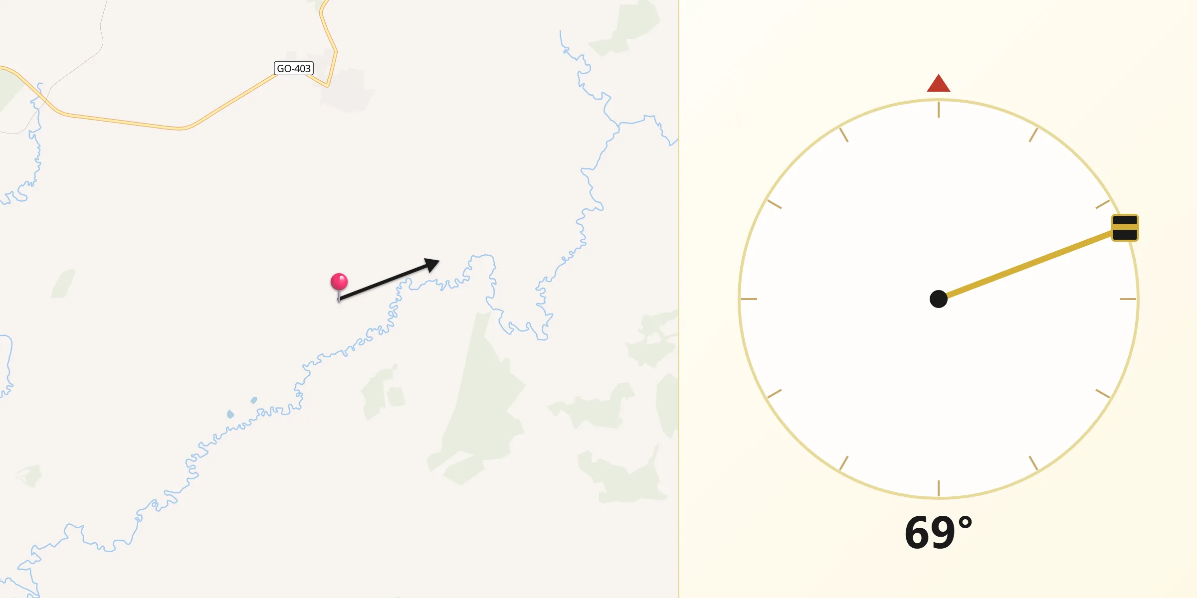 Direção da Qibla a partir de Caldazinha