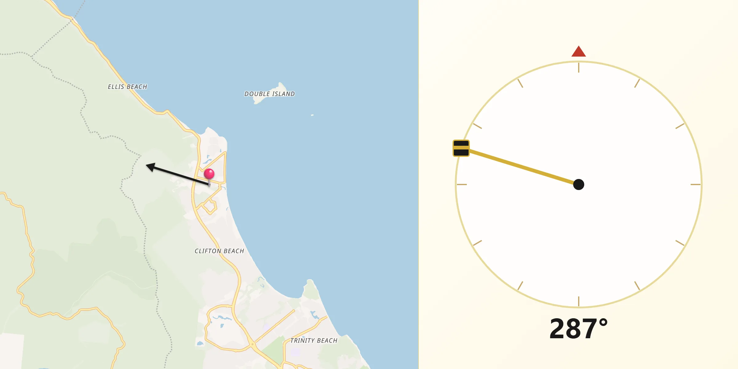 Qibla Direction from Palm Cove