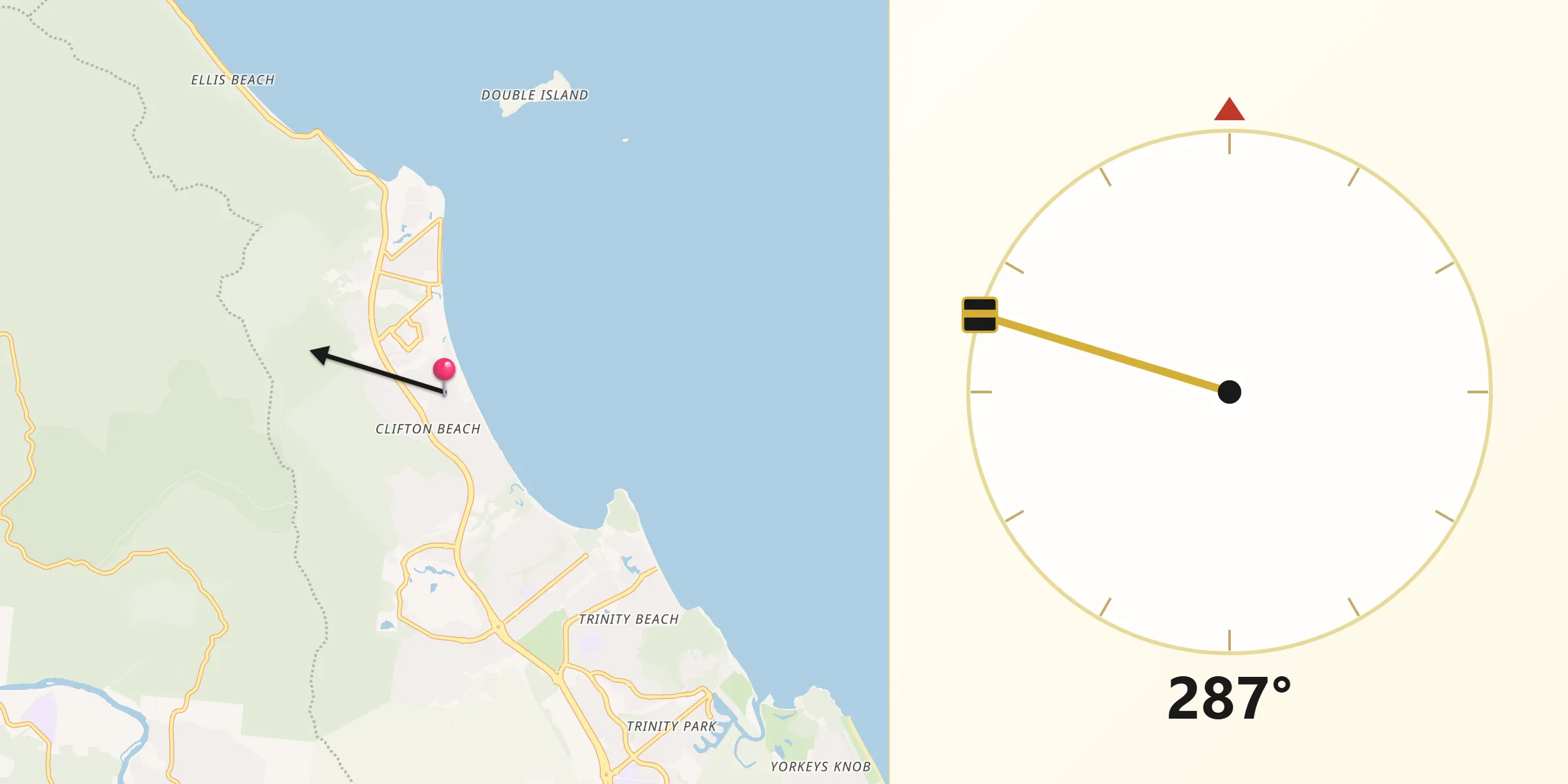 Qibla Direction from Clifton Beach