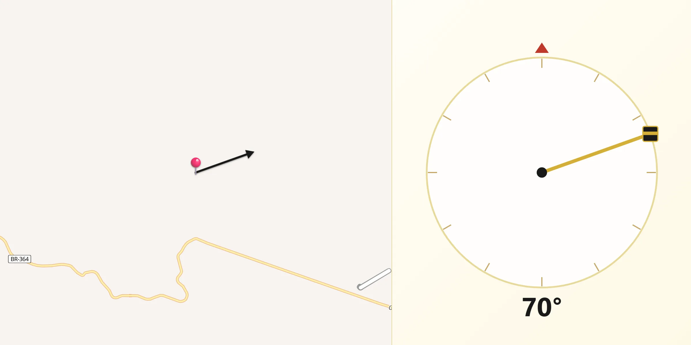 Direção da Qibla a partir de Pedra Preta