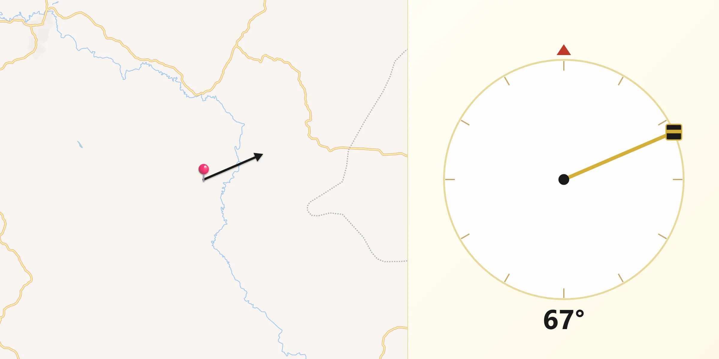 Direção da Qibla a partir de Palmópolis