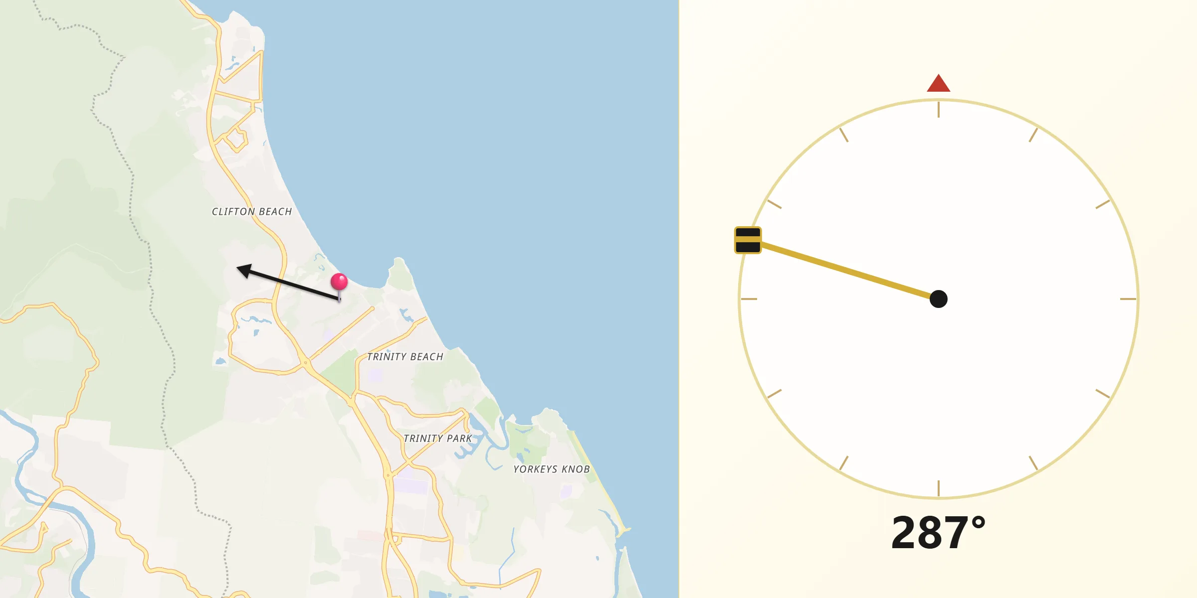 Qibla Direction from Kewarra Beach