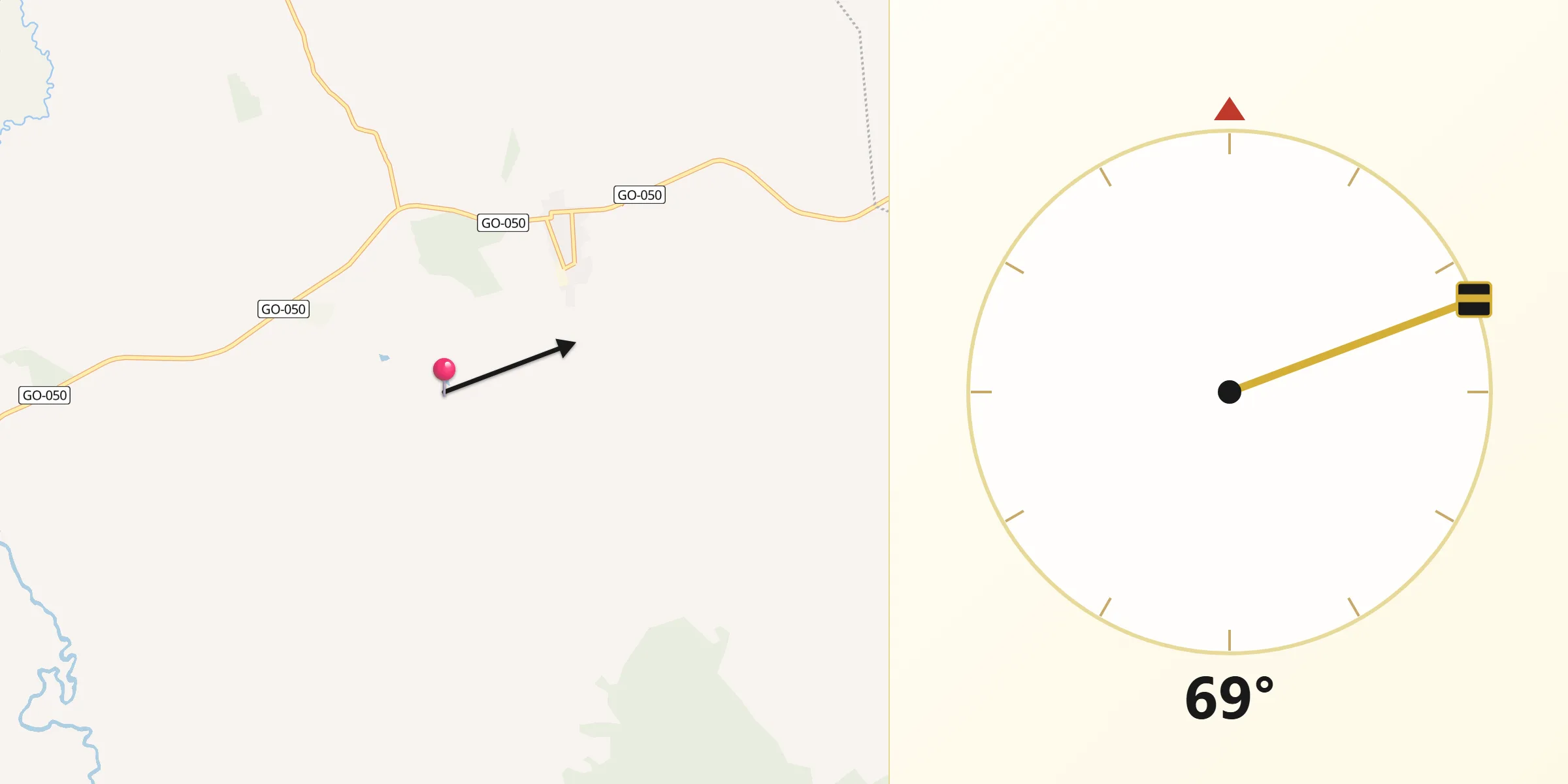Direção da Qibla a partir de Campestre de Goiás
