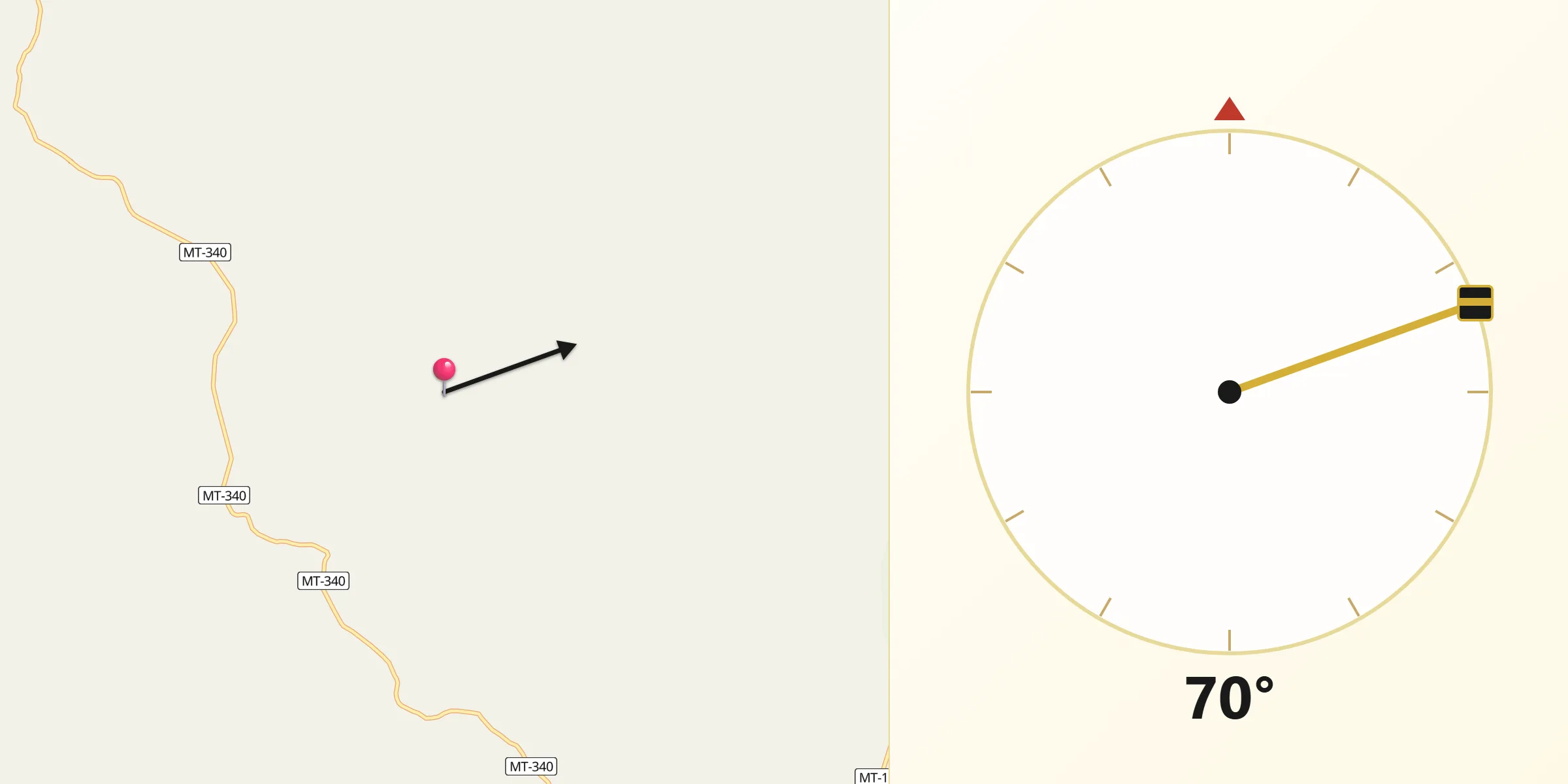 Direção da Qibla a partir de Araguainha