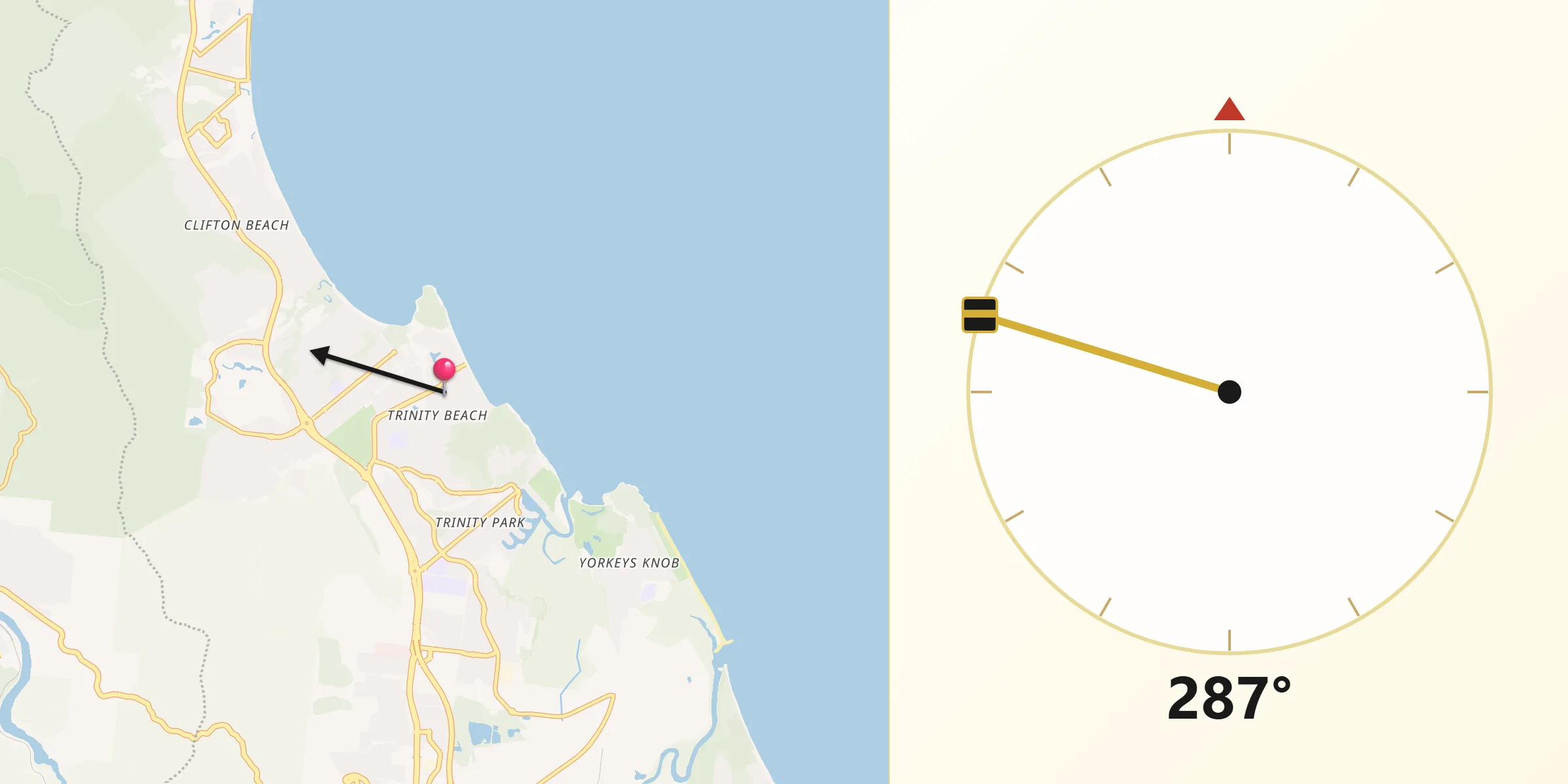 Qibla Direction from Trinity Beach