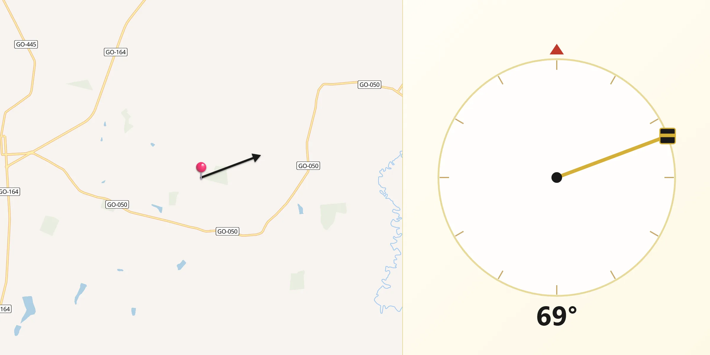 Direção da Qibla a partir de São João da Paraúna